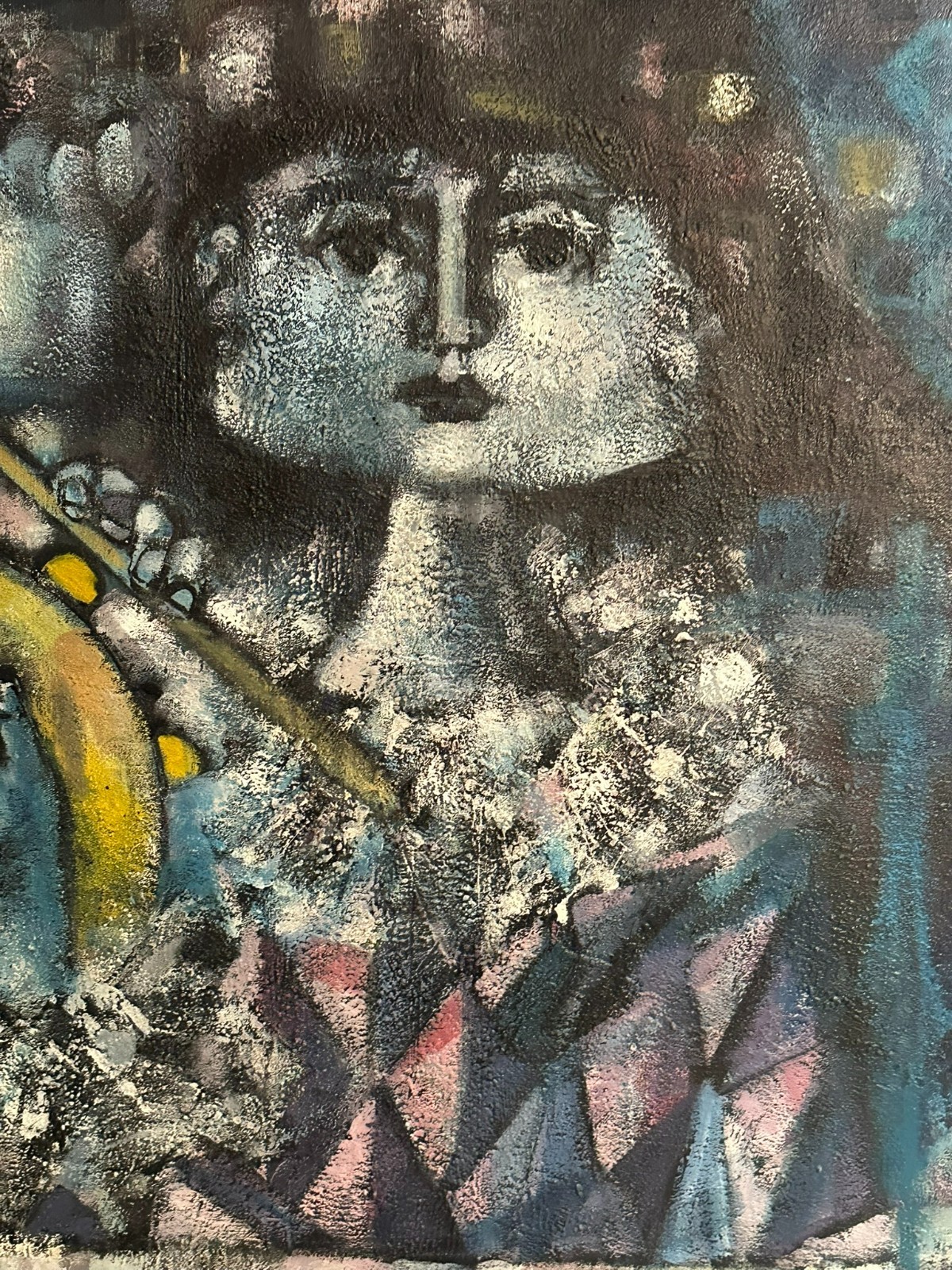 XAM Pedro QUETGLAS FERRER (1915-2001) ÖLGEMÄLDE 130x97cm ARLEQUINES MUSICOS – Bild 5
