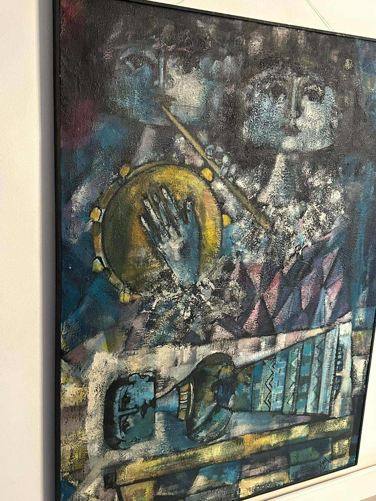 XAM Pedro QUETGLAS FERRER (1915-2001) ÖLGEMÄLDE 130x97cm ARLEQUINES MUSICOS – Bild 10