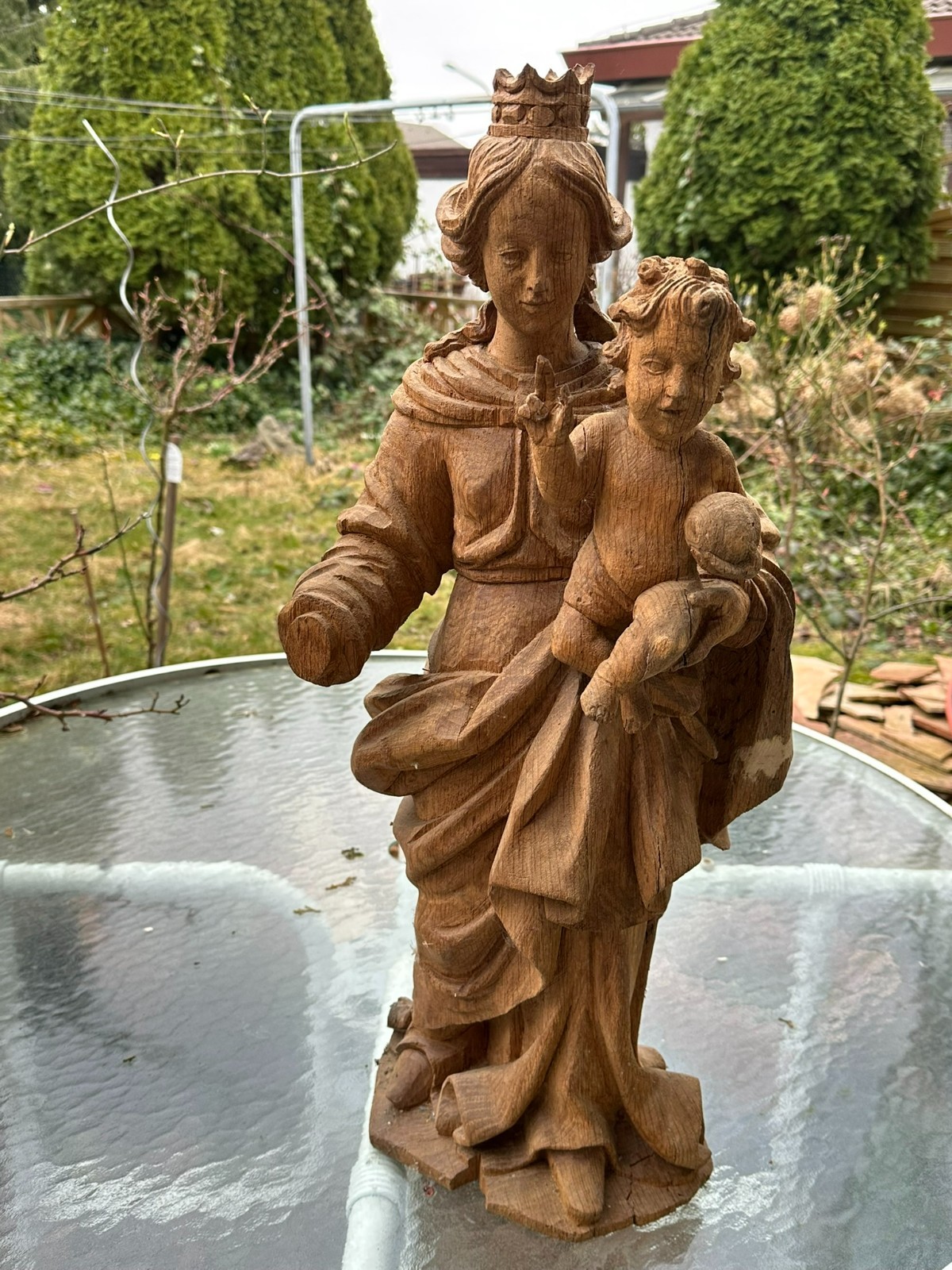 NEO GOTIK HEILIGENFIGUR MADONNA MIT JESUS KIND HANDGESCHNITZT 68cm 20 TES