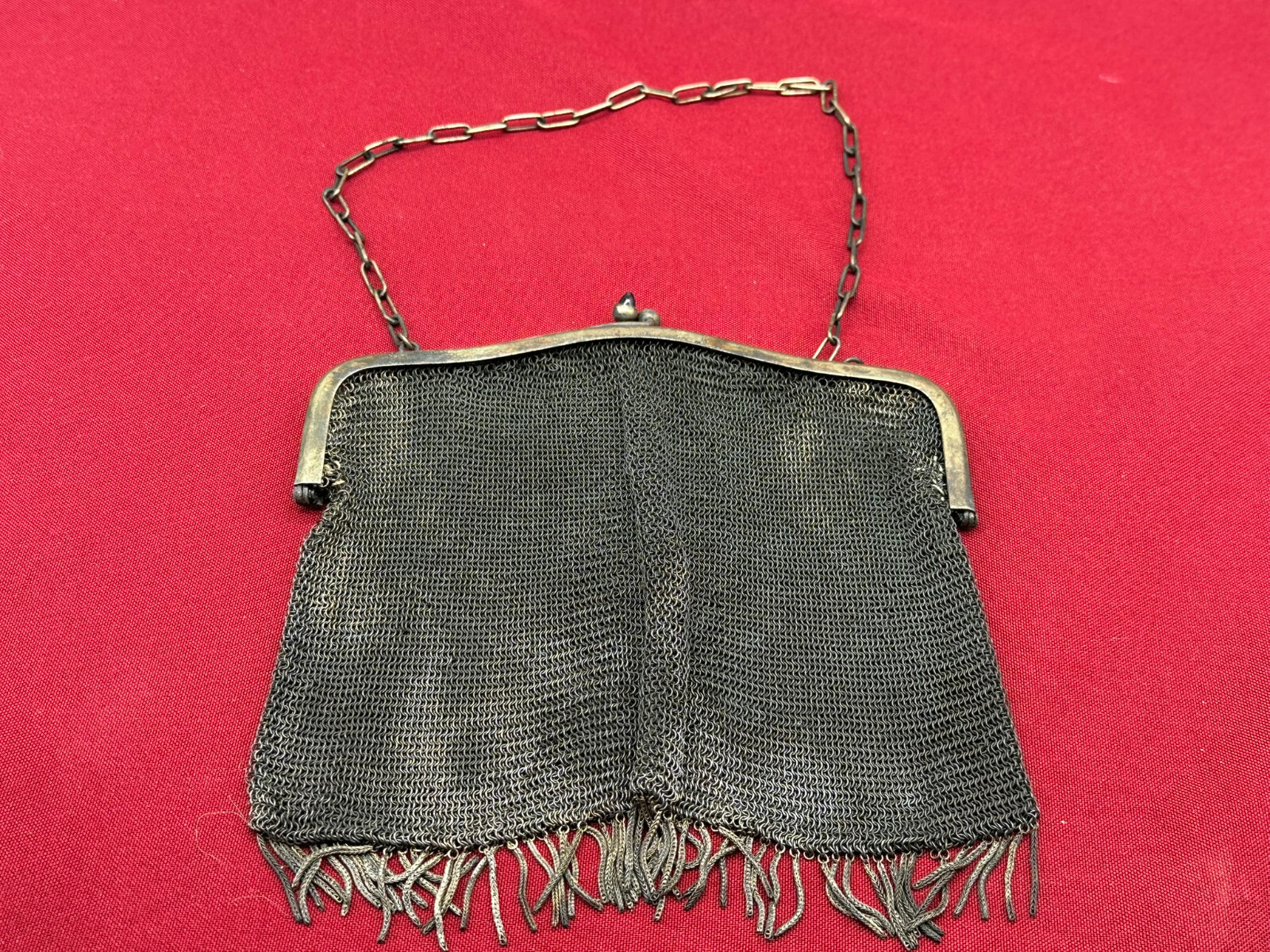 ANTIKE DAMEN KETTENTASCHE HANDTASCHE AUS ALPACA