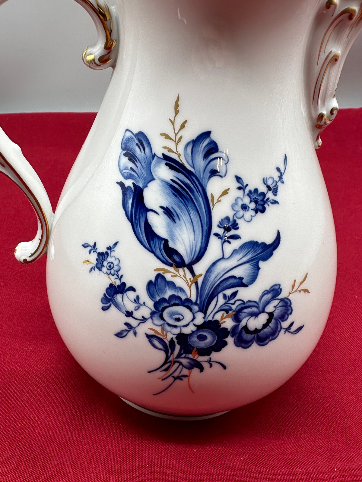 GROSSE MEISSEN PORZELLAN KANNE KAFFEEKANNE BLAUE BLUME MIT VERGOLDUNG – Bild 7