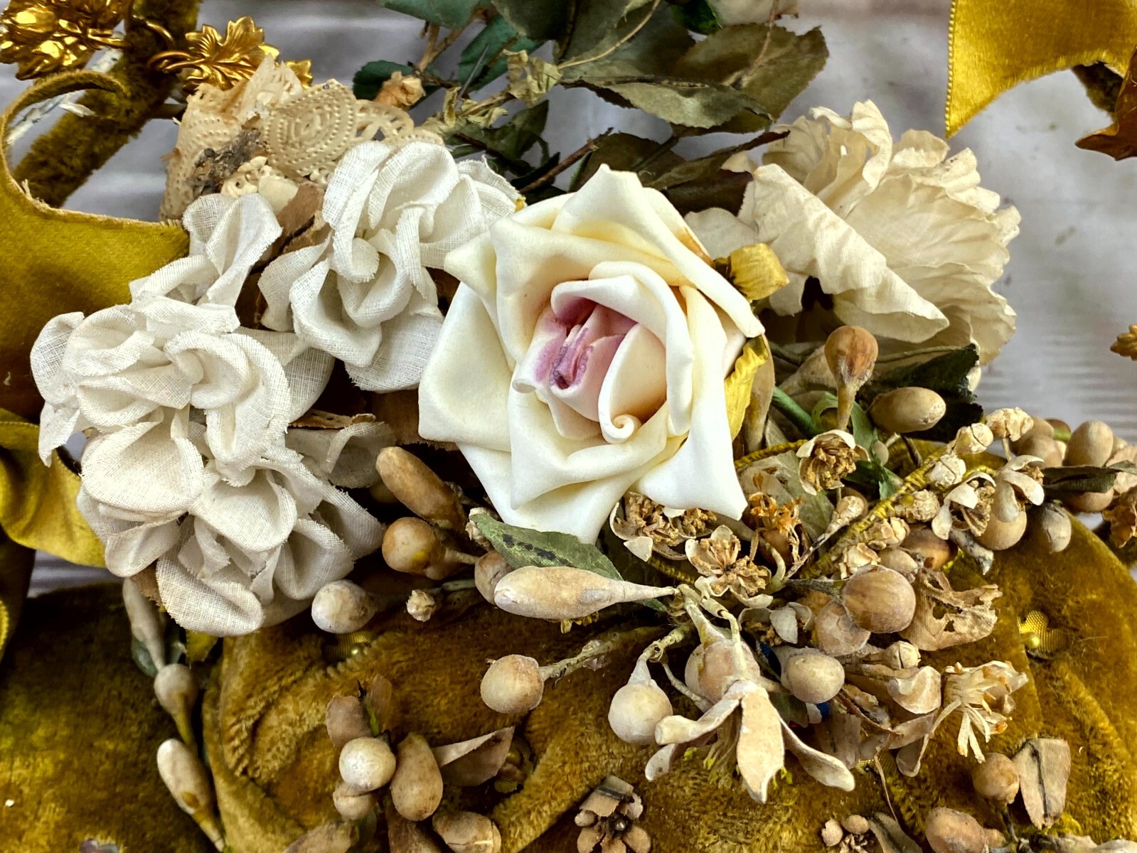 GLOBE DE MARIEE HOCHZEIT ANDENKEN FRANKREICH NAPOLEON III BLUMENGESTECK 51cm – Bild 12