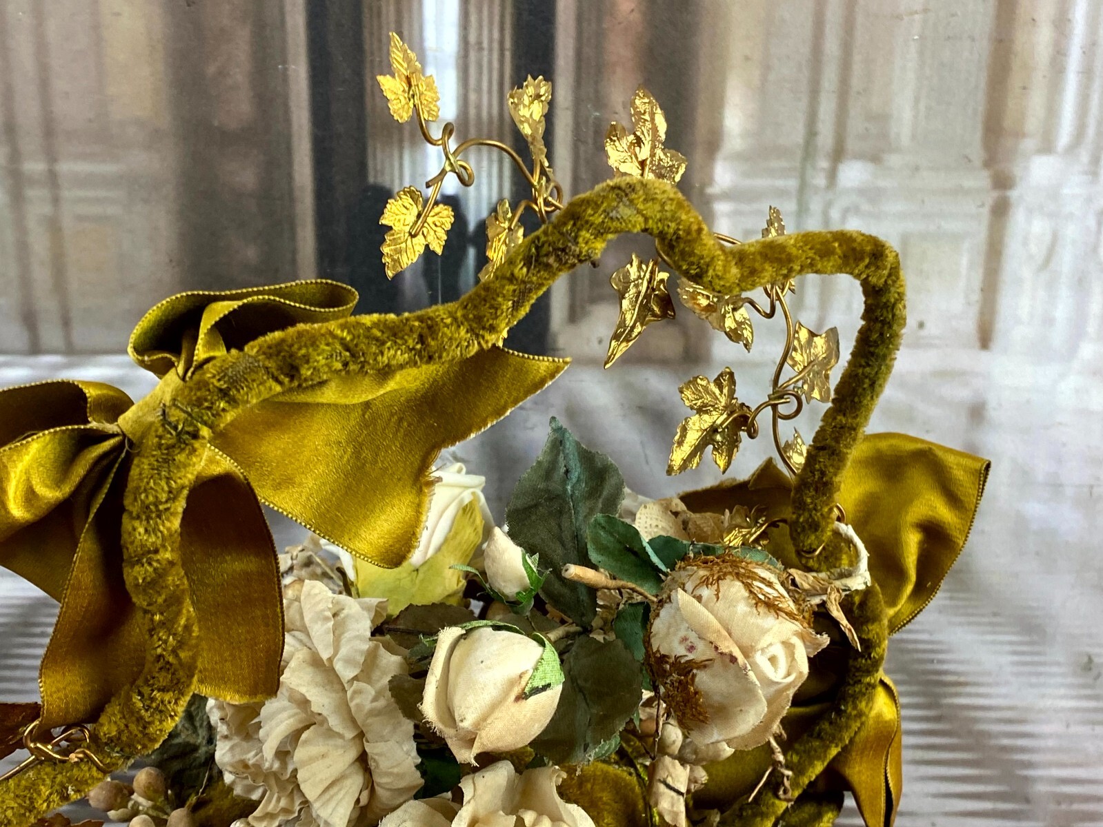 GLOBE DE MARIEE HOCHZEIT ANDENKEN FRANKREICH NAPOLEON III BLUMENGESTECK 51cm – Bild 17