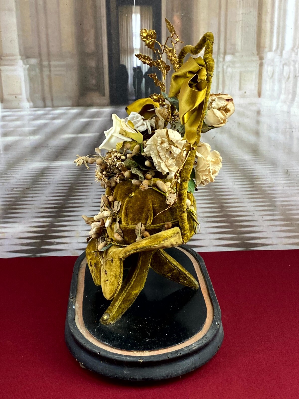 GLOBE DE MARIEE HOCHZEIT ANDENKEN FRANKREICH NAPOLEON III BLUMENGESTECK 51cm – Bild 4