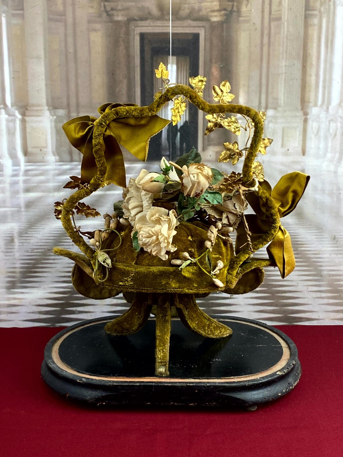 GLOBE DE MARIEE HOCHZEIT ANDENKEN FRANKREICH NAPOLEON III BLUMENGESTECK 51cm – Bild 5