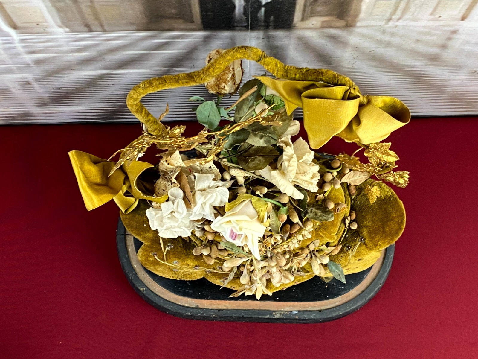 GLOBE DE MARIEE HOCHZEIT ANDENKEN FRANKREICH NAPOLEON III BLUMENGESTECK 51cm – Bild 7