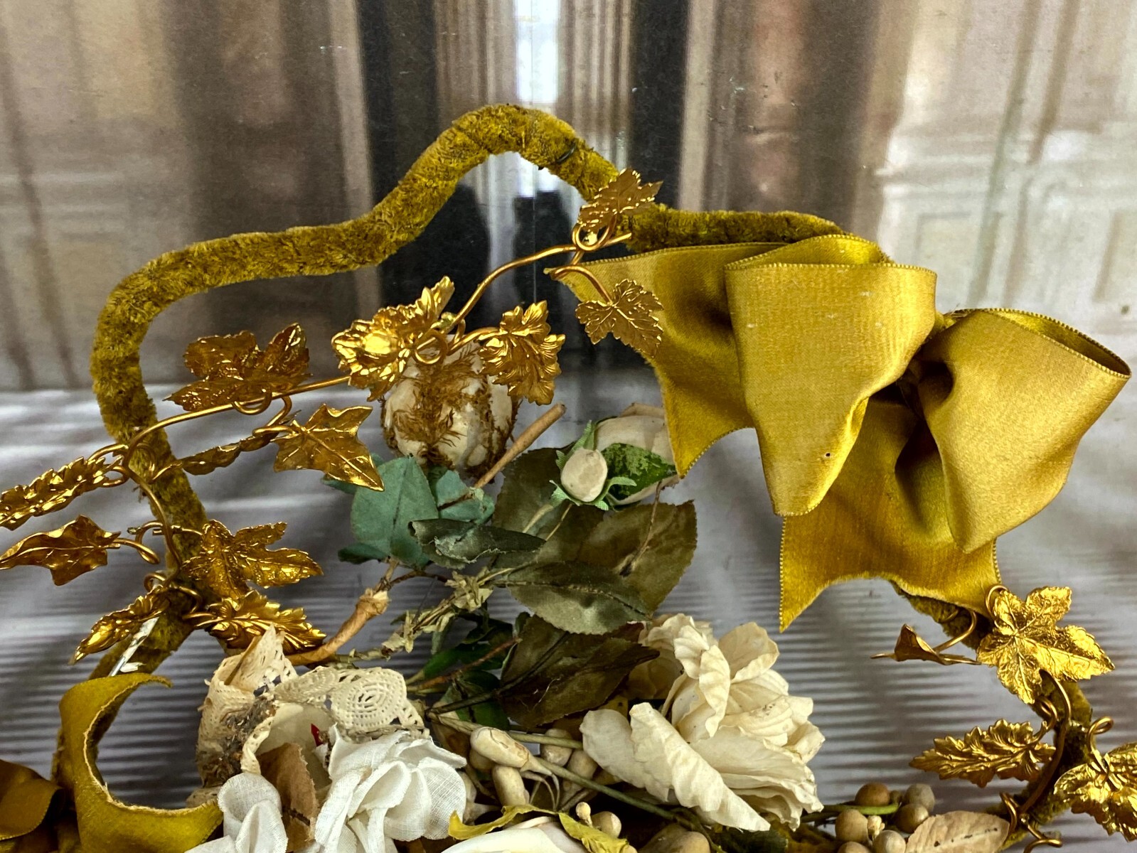 GLOBE DE MARIEE HOCHZEIT ANDENKEN FRANKREICH NAPOLEON III BLUMENGESTECK 51cm – Bild 8