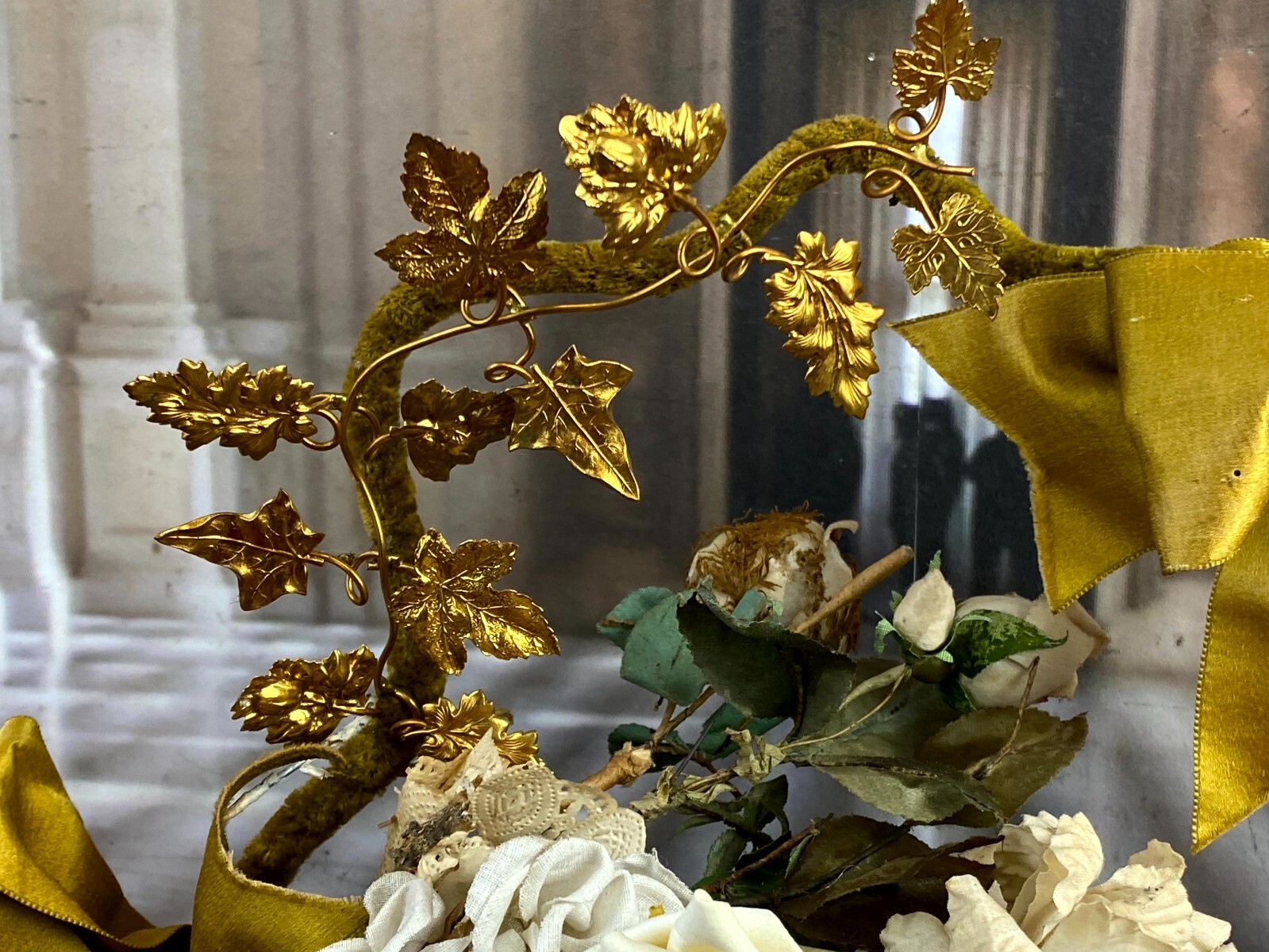 GLOBE DE MARIEE HOCHZEIT ANDENKEN FRANKREICH NAPOLEON III BLUMENGESTECK 51cm – Bild 9