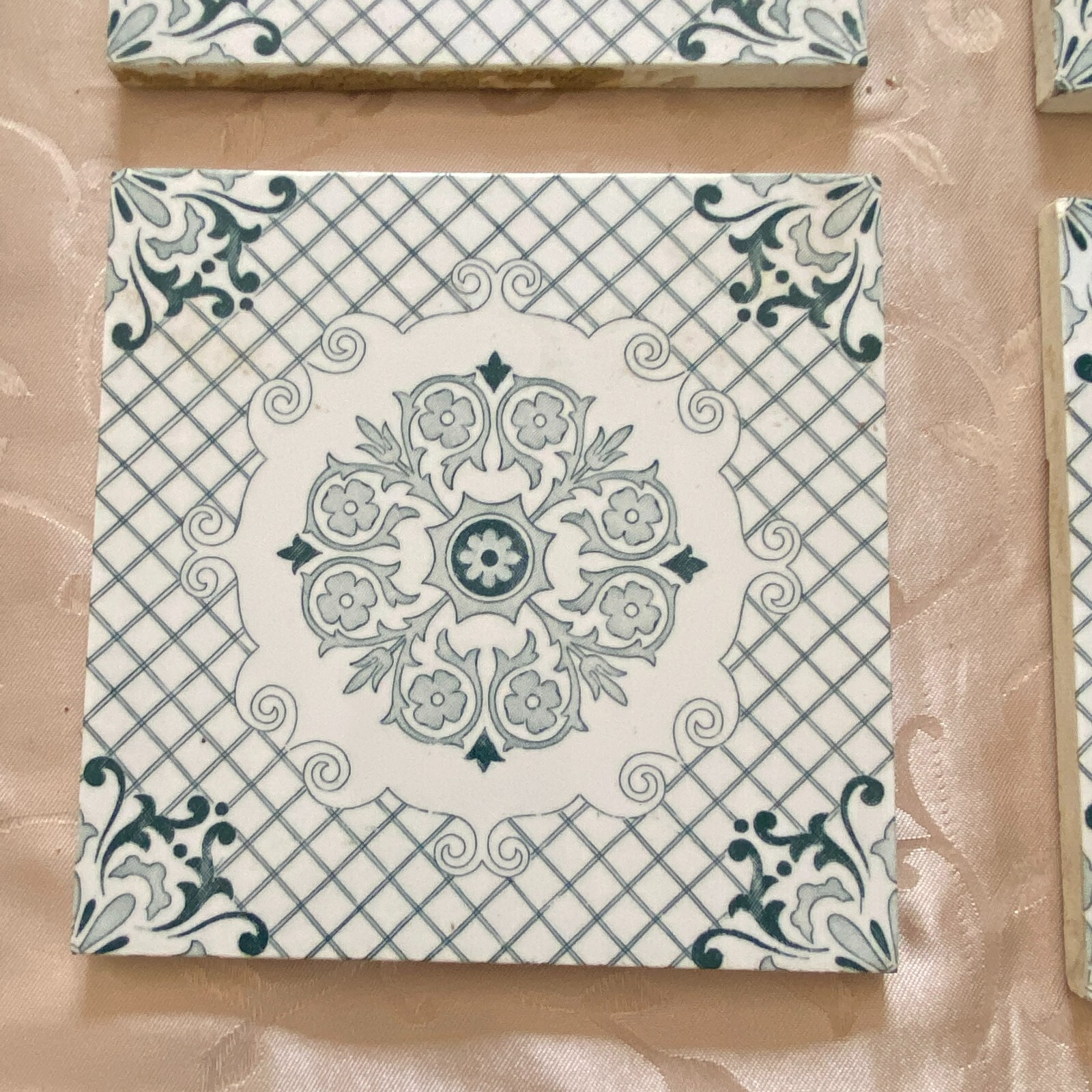 ANTIKE JUGENDSTIL FLIESEN 9 STÜCK SET KACHELN UM 1910 15x15cm AUS KERAMIK – Bild 11