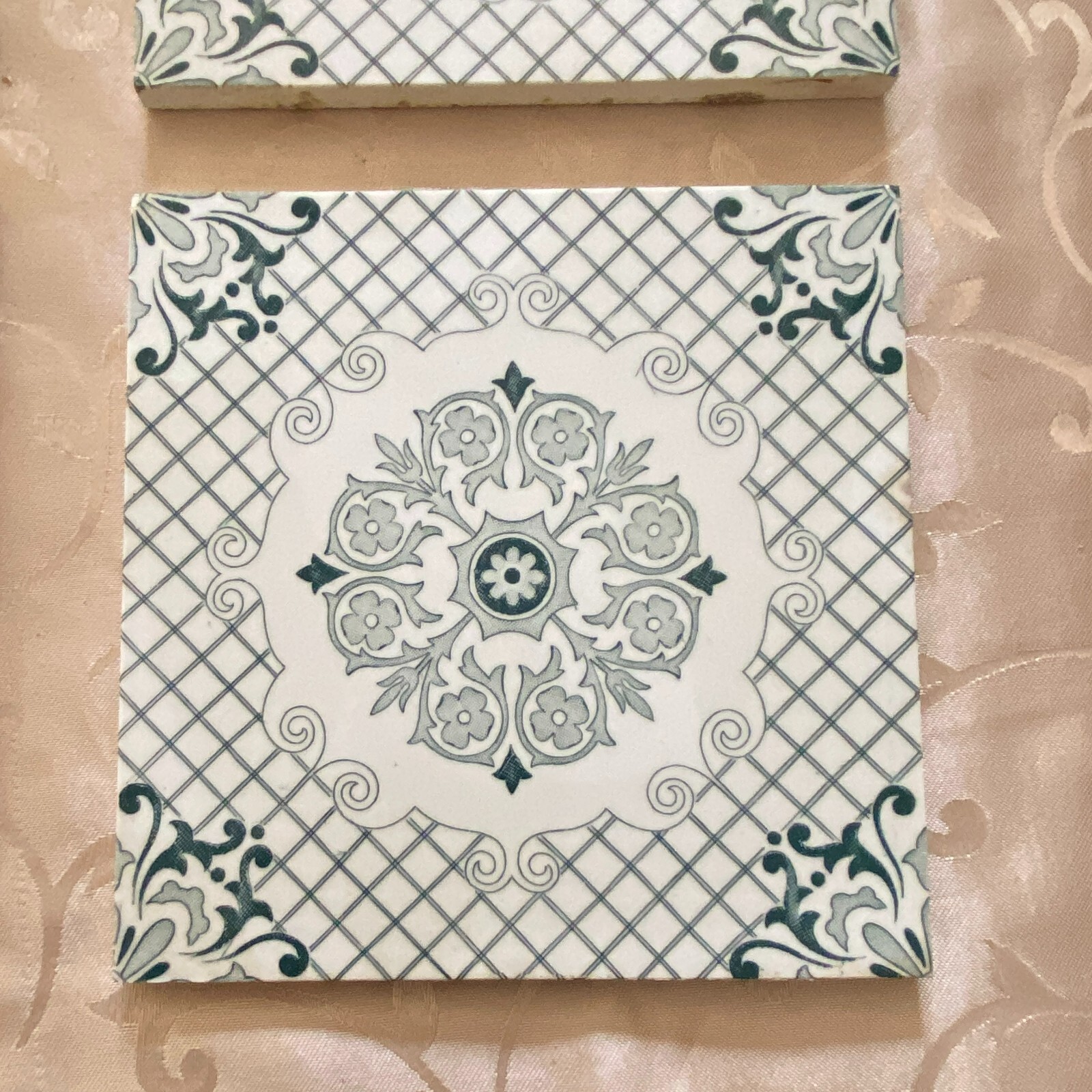 ANTIKE JUGENDSTIL FLIESEN 9 STÜCK SET KACHELN UM 1910 15x15cm AUS KERAMIK – Bild 12