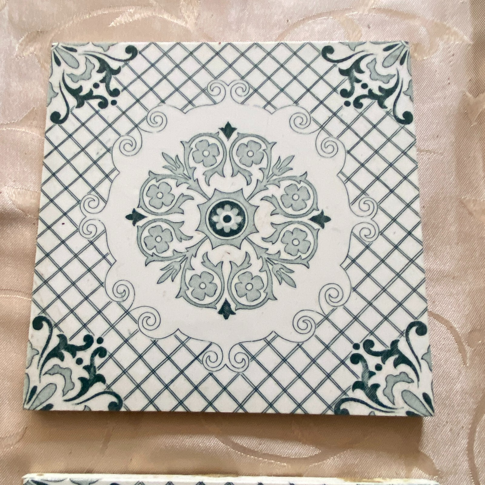 ANTIKE JUGENDSTIL FLIESEN 9 STÜCK SET KACHELN UM 1910 15x15cm AUS KERAMIK – Bild 4