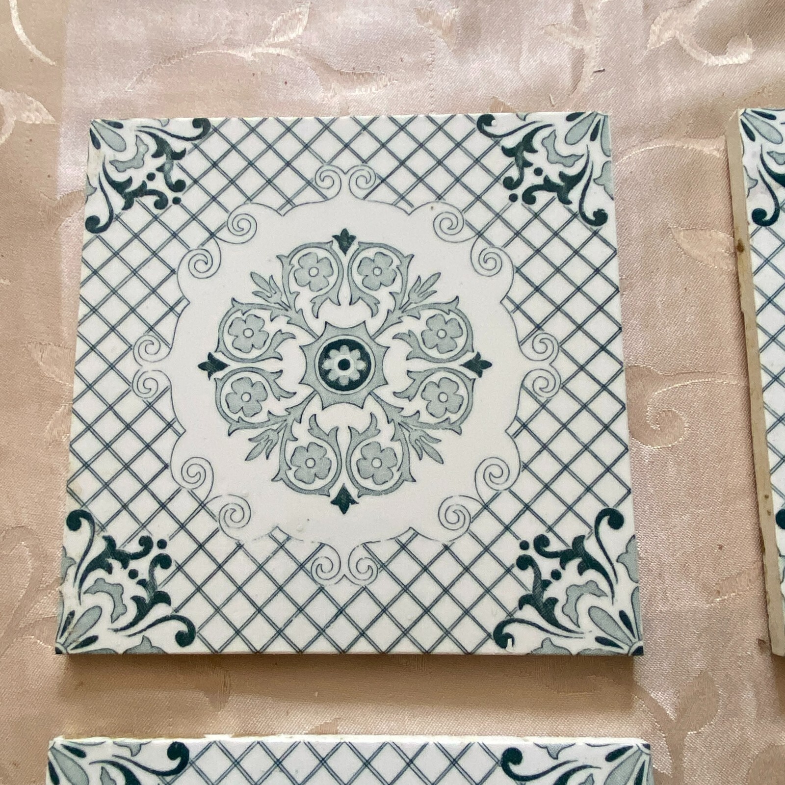 ANTIKE JUGENDSTIL FLIESEN 9 STÜCK SET KACHELN UM 1910 15x15cm AUS KERAMIK – Bild 5