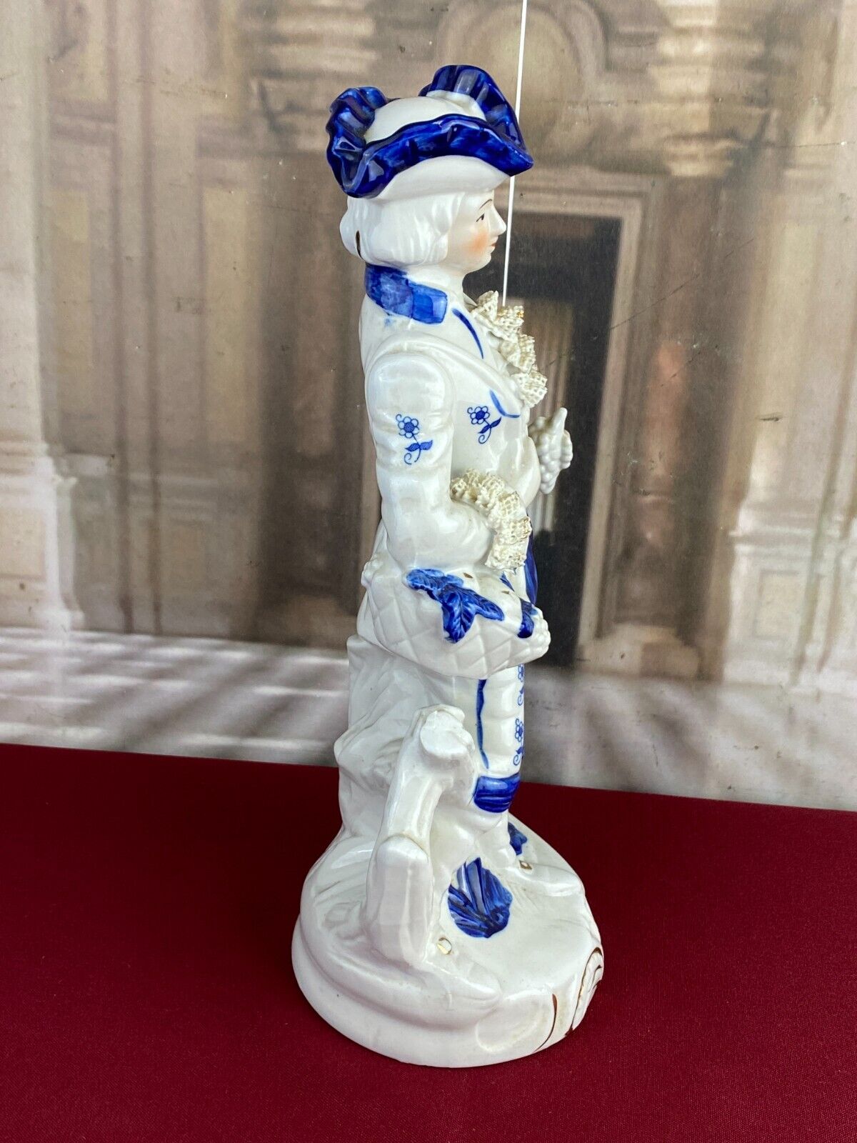 FIGUR AUS PORZELLAN TEILS HANDBEMALT GALANTER ROKOKO HERR 30cm – Bild 4