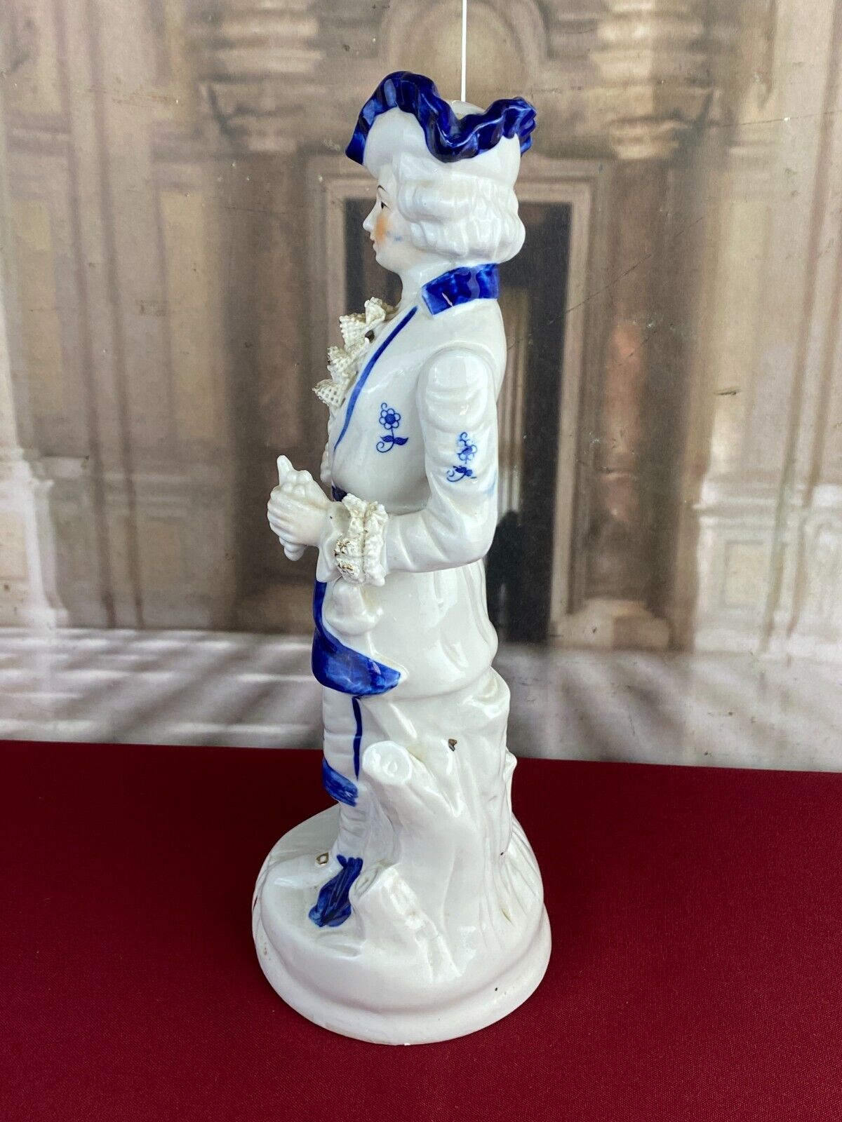 FIGUR AUS PORZELLAN TEILS HANDBEMALT GALANTER ROKOKO HERR 30cm – Bild 6