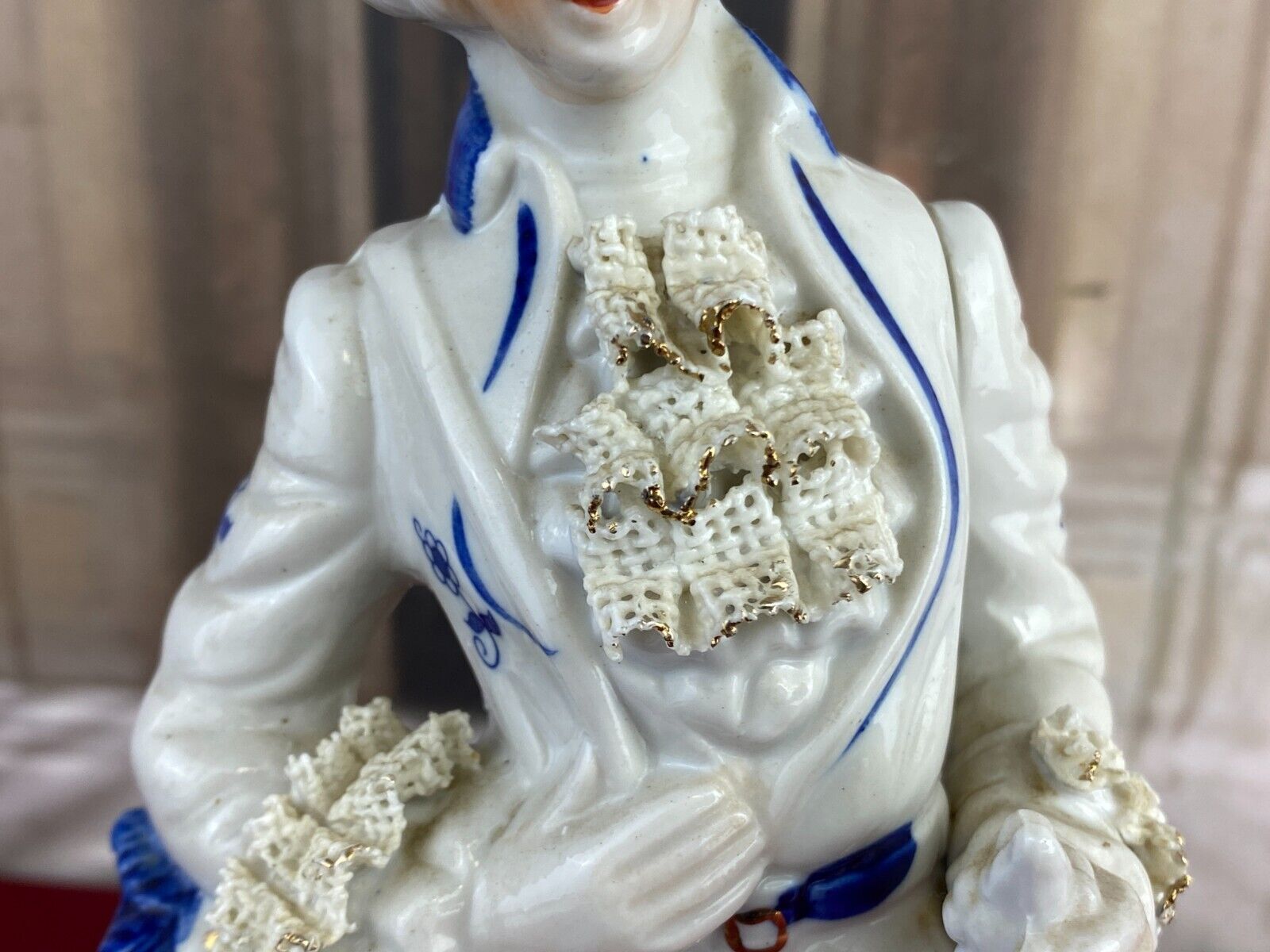 FIGUR AUS PORZELLAN TEILS HANDBEMALT GALANTER ROKOKO HERR 30cm – Bild 10
