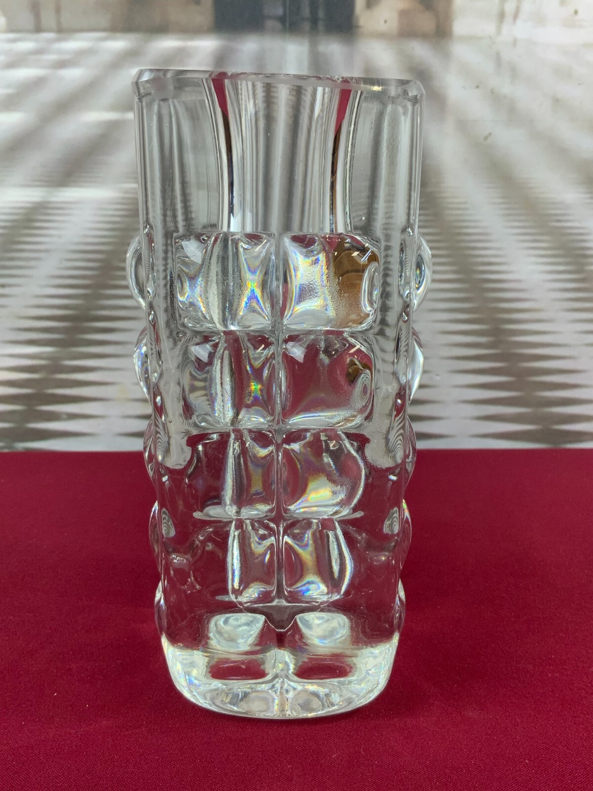 MASSIVE VASE AUS GLAS ICHENDORF BLOCKVASE 4kg 22,5cm HOCH NOPPEN OP ART – Bild 3