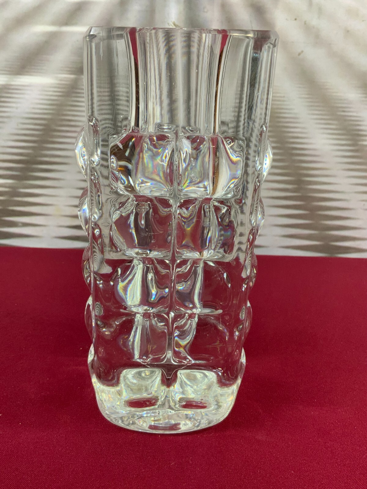 MASSIVE VASE AUS GLAS ICHENDORF BLOCKVASE 4kg 22,5cm HOCH NOPPEN OP ART – Bild 5