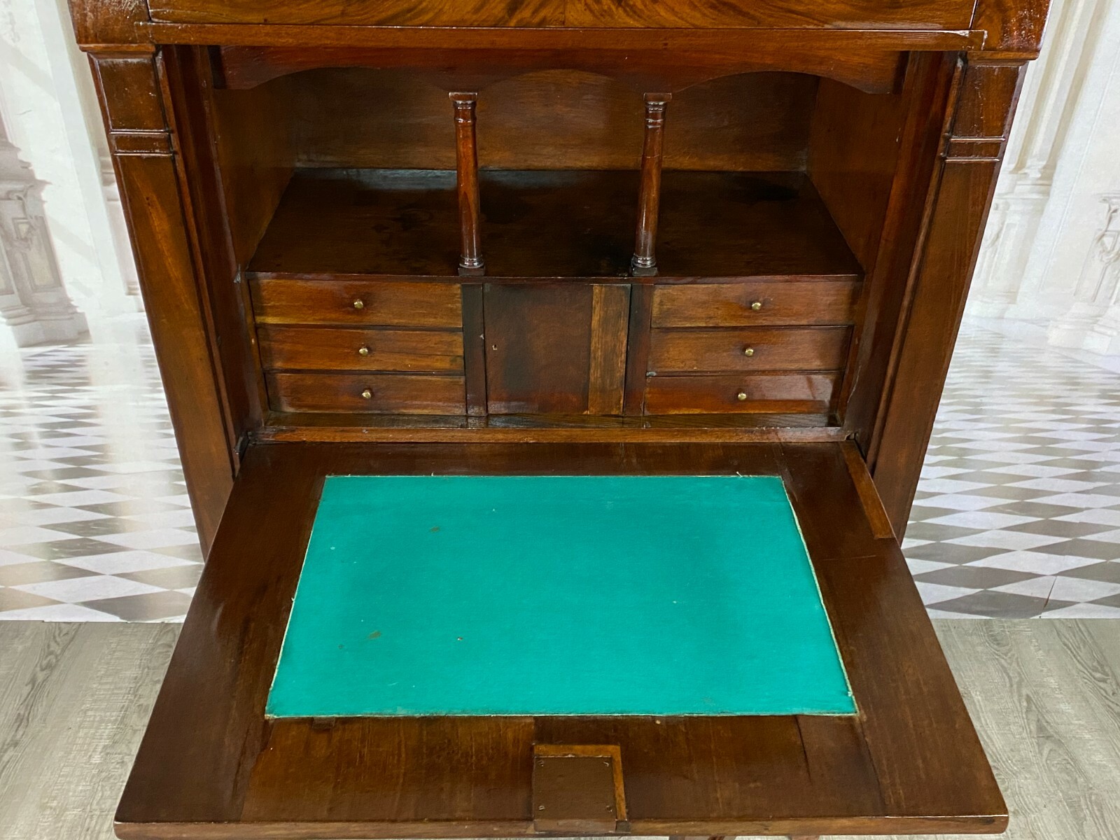 EMPIRE BIEDERMEIER SEKRETÄR UM 1820 MAHAGONI FURNIER SCHREIBMÖBEL – Bild 4