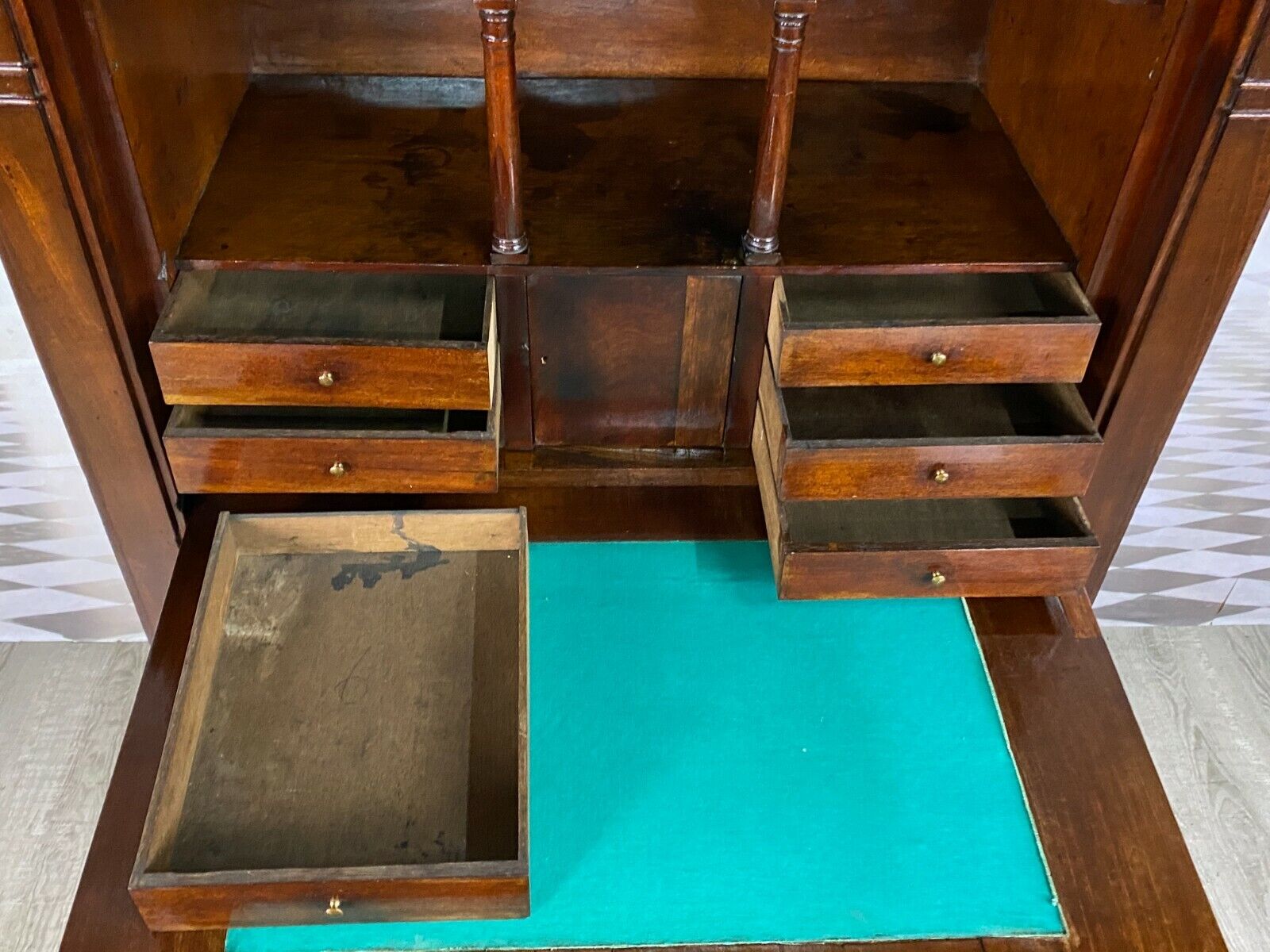 EMPIRE BIEDERMEIER SEKRETÄR UM 1820 MAHAGONI FURNIER SCHREIBMÖBEL – Bild 5