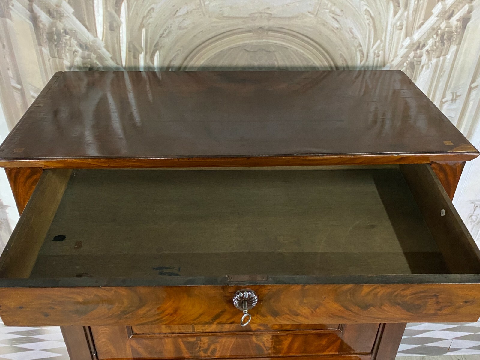 EMPIRE BIEDERMEIER SEKRETÄR UM 1820 MAHAGONI FURNIER SCHREIBMÖBEL – Bild 7