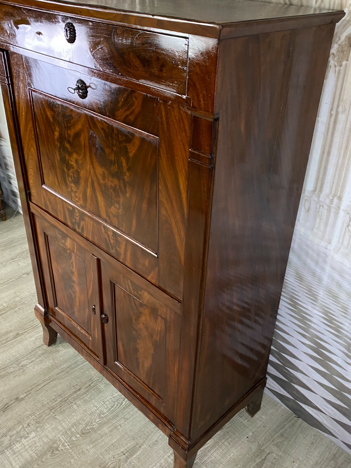 EMPIRE BIEDERMEIER SEKRETÄR UM 1820 MAHAGONI FURNIER SCHREIBMÖBEL – Bild 9