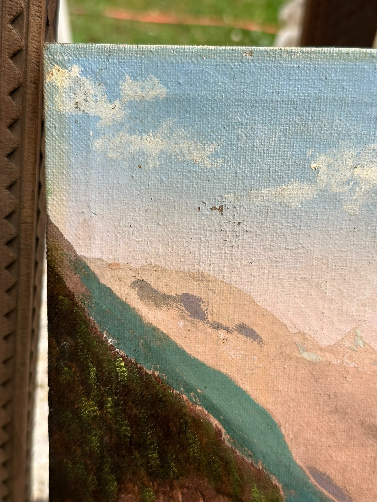 ÖLGEMÄLDE AUF LEINWAND BOOT MIT PERSON AM GEBIRGSSEE LANDSCHAFT – Bild 4