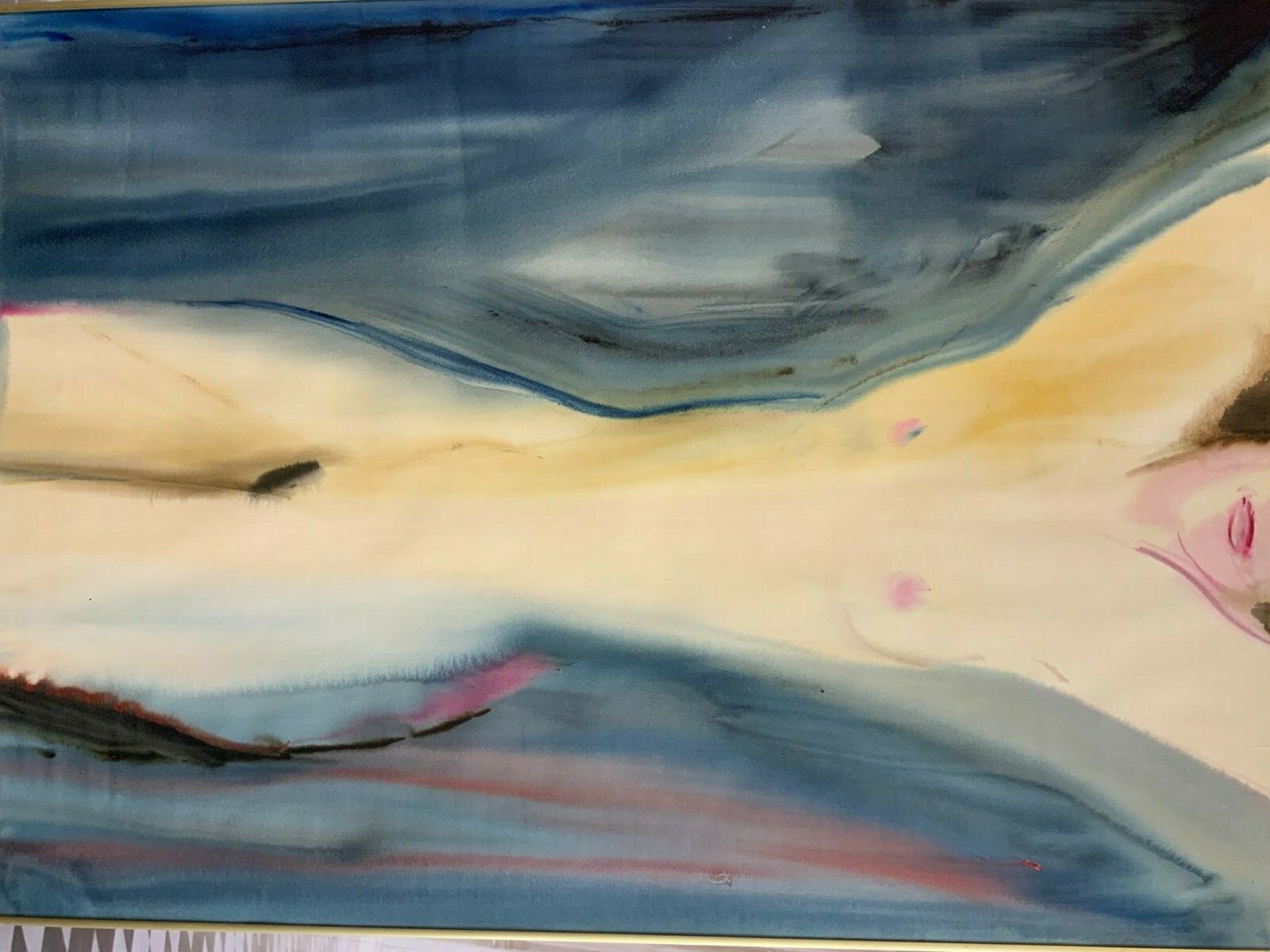AQUARELL LIEGENDER AKT EROTIK LIEGENDE NACKTE FRAU GEMÄLDE VON ANATOLI KMARA