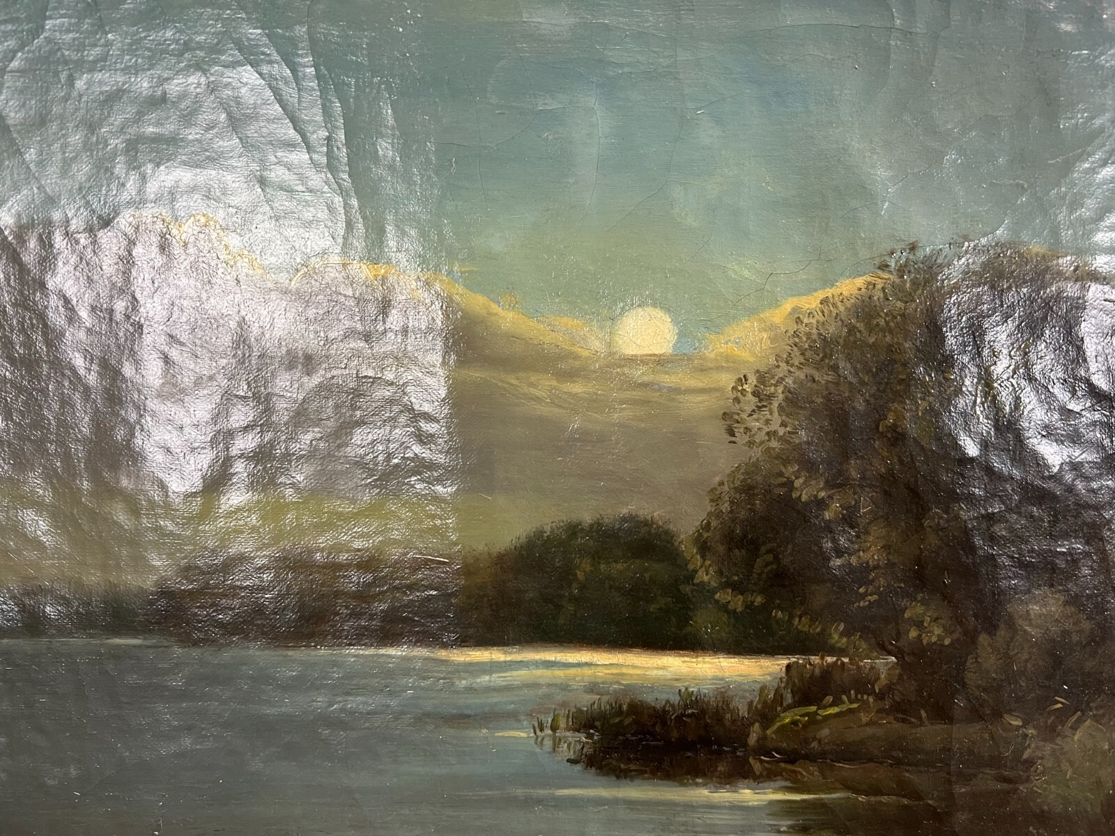 ÖLGEMÄLDE LANDSCHAFT BEI NACHT GEMÄLDE VON CHRISTIAN BERTHELSEN (1839-1909) – Bild 3