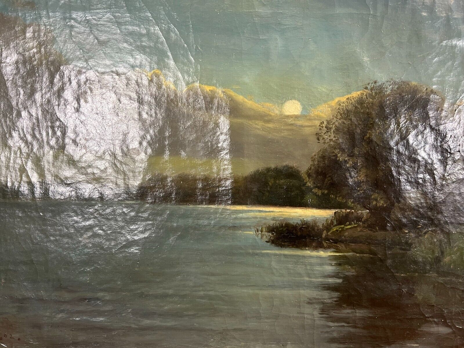 ÖLGEMÄLDE LANDSCHAFT BEI NACHT GEMÄLDE VON CHRISTIAN BERTHELSEN (1839-1909) – Bild 4