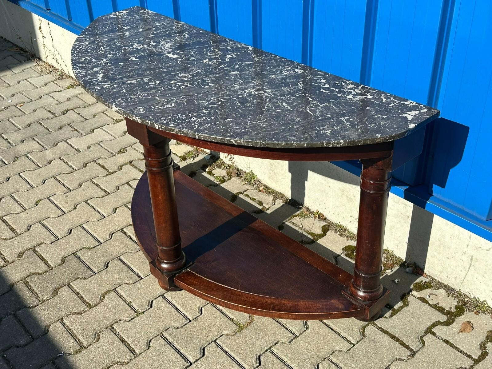 ANTIKE ENGLISCHE WANDKONSOLE KONSOLE KOMMODE UM 1890 MAHAGONI MIT MARMORPLATTE – Bild 11