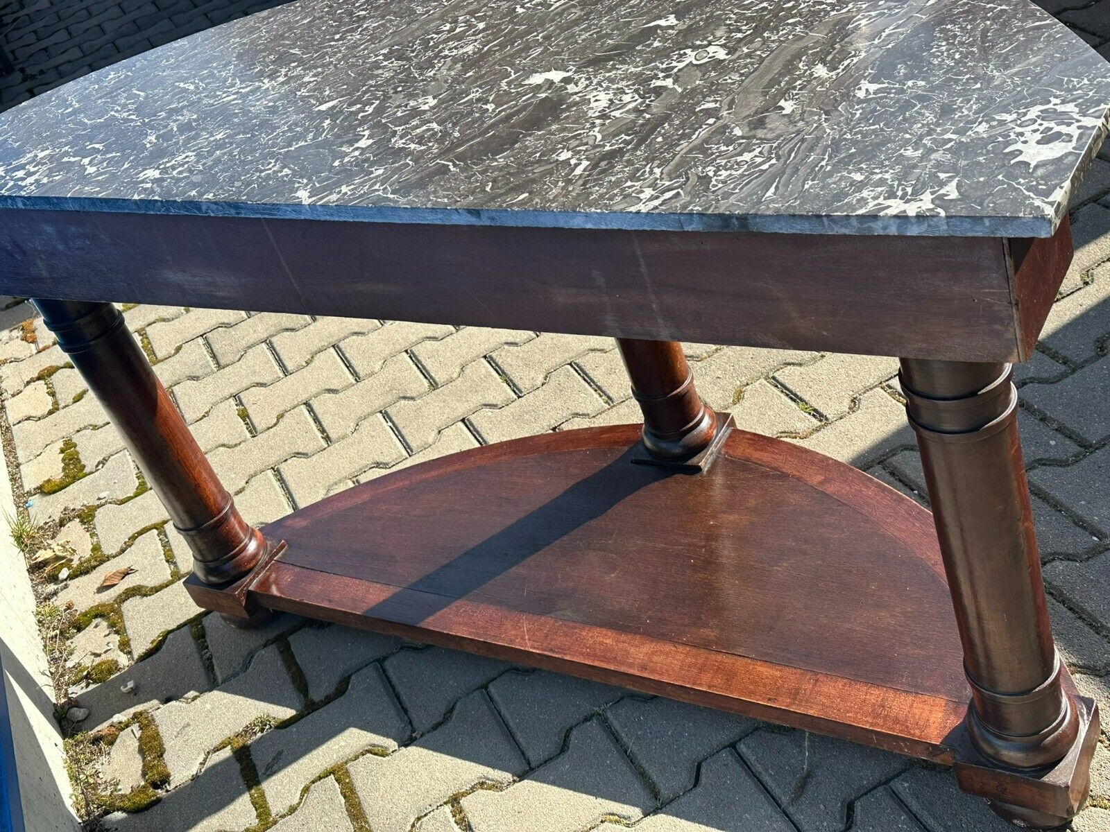 ANTIKE ENGLISCHE WANDKONSOLE KONSOLE KOMMODE UM 1890 MAHAGONI MIT MARMORPLATTE – Bild 17