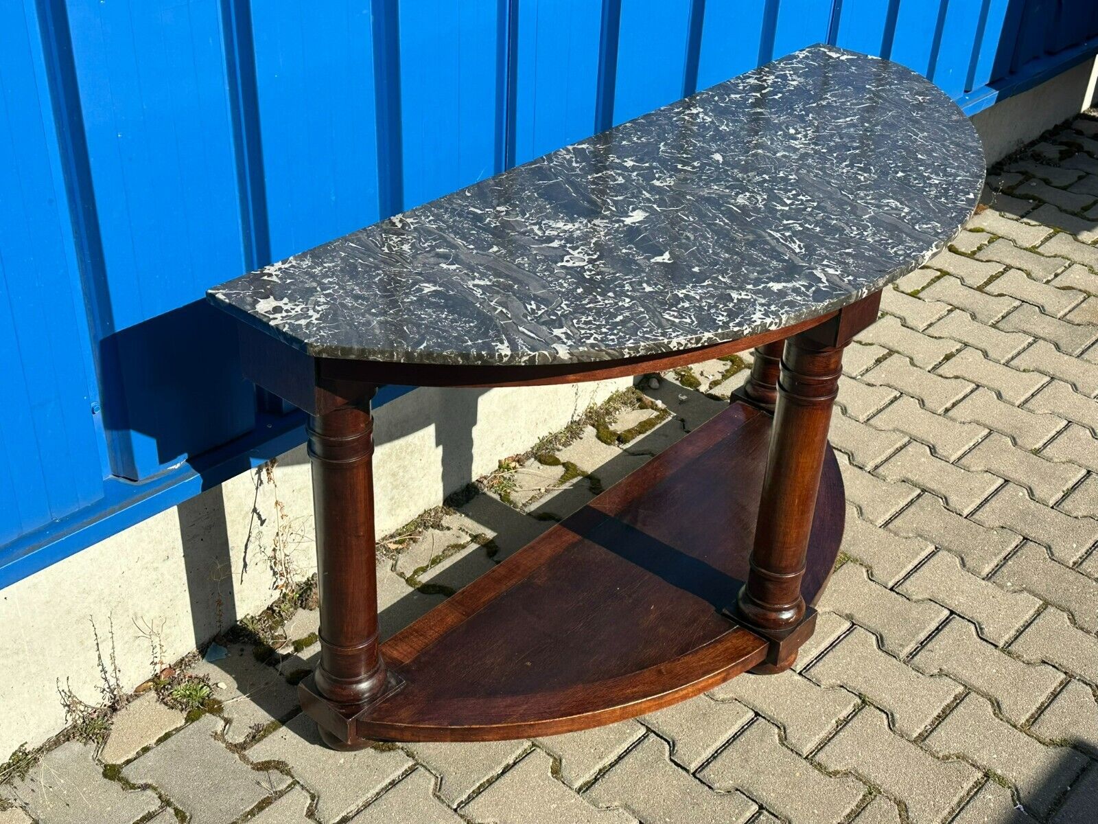ANTIKE ENGLISCHE WANDKONSOLE KONSOLE KOMMODE UM 1890 MAHAGONI MIT MARMORPLATTE – Bild 3