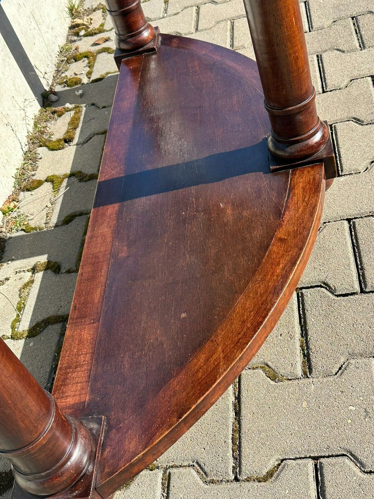 ANTIKE ENGLISCHE WANDKONSOLE KONSOLE KOMMODE UM 1890 MAHAGONI MIT MARMORPLATTE – Bild 4