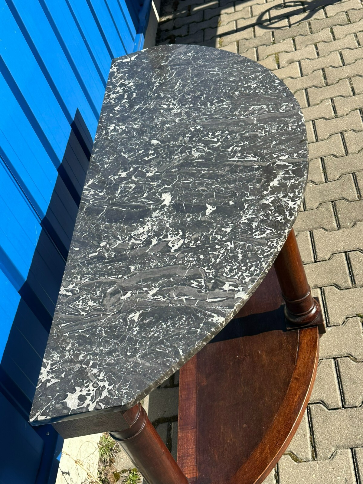 ANTIKE ENGLISCHE WANDKONSOLE KONSOLE KOMMODE UM 1890 MAHAGONI MIT MARMORPLATTE – Bild 5
