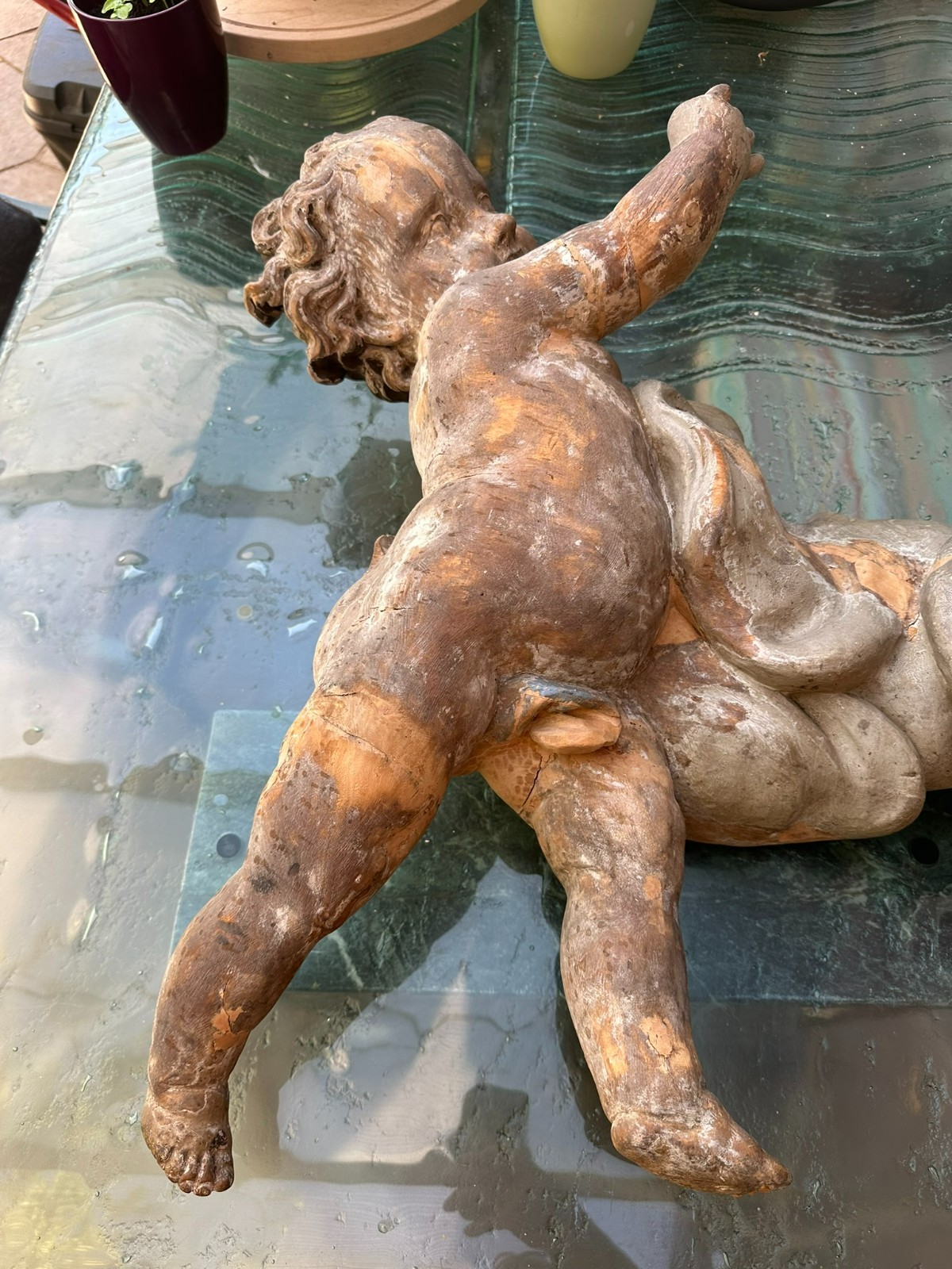 ANTIKE HEILIGENFIGUR BAROCK ENGEL AUF WOLKE 18 TES JHDT – Bild 13