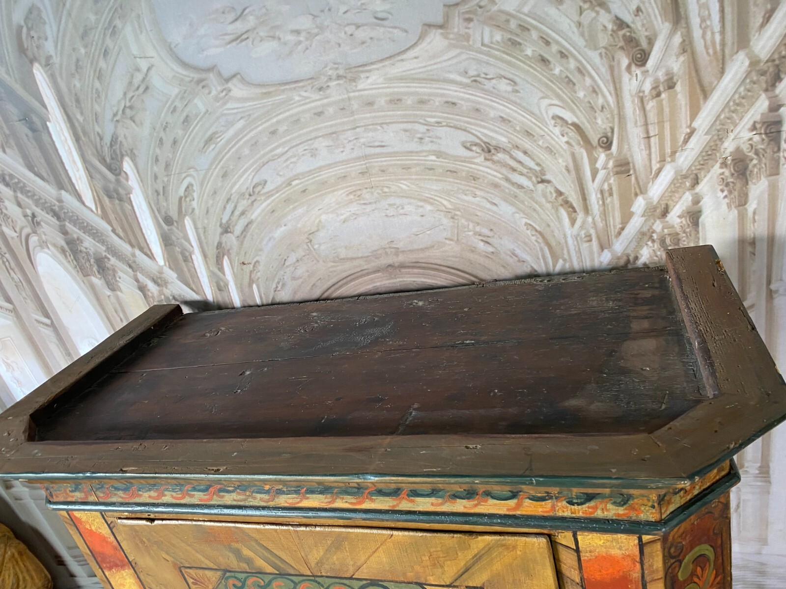 ANTIKER BAUERNSCHRANK HOLZ MASSIV HANDBEMALT 19 TES JHDT NUR 166cm HOCH – Bild 9