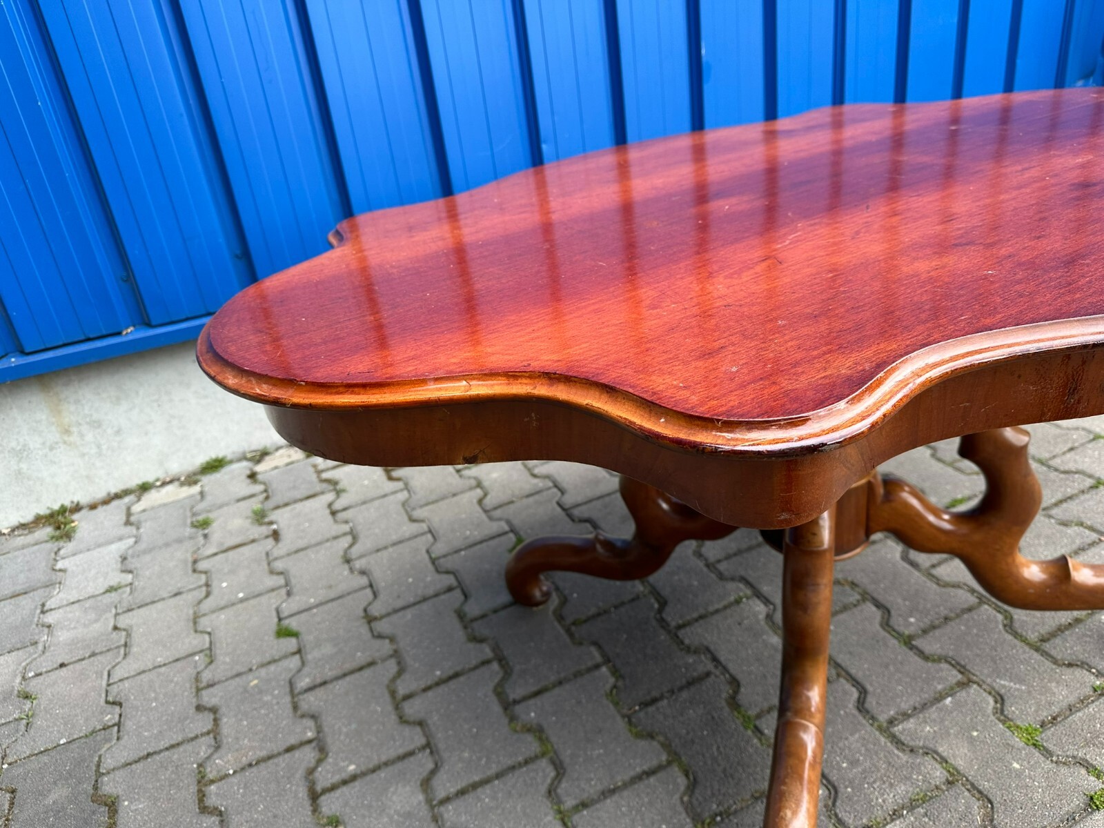 ANTIKER TISCH BEISTELLTISCH LOUIS PHILIPPE UM 1860 MAHAGONI SPINNENKOPF FUSS – Bild 11