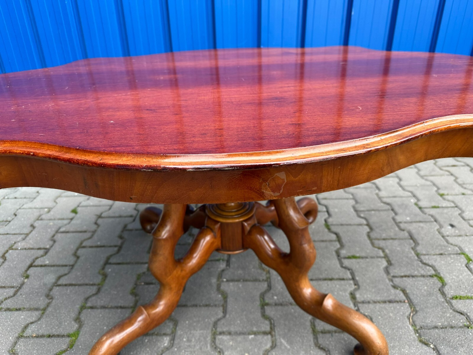 ANTIKER TISCH BEISTELLTISCH LOUIS PHILIPPE UM 1860 MAHAGONI SPINNENKOPF FUSS – Bild 12