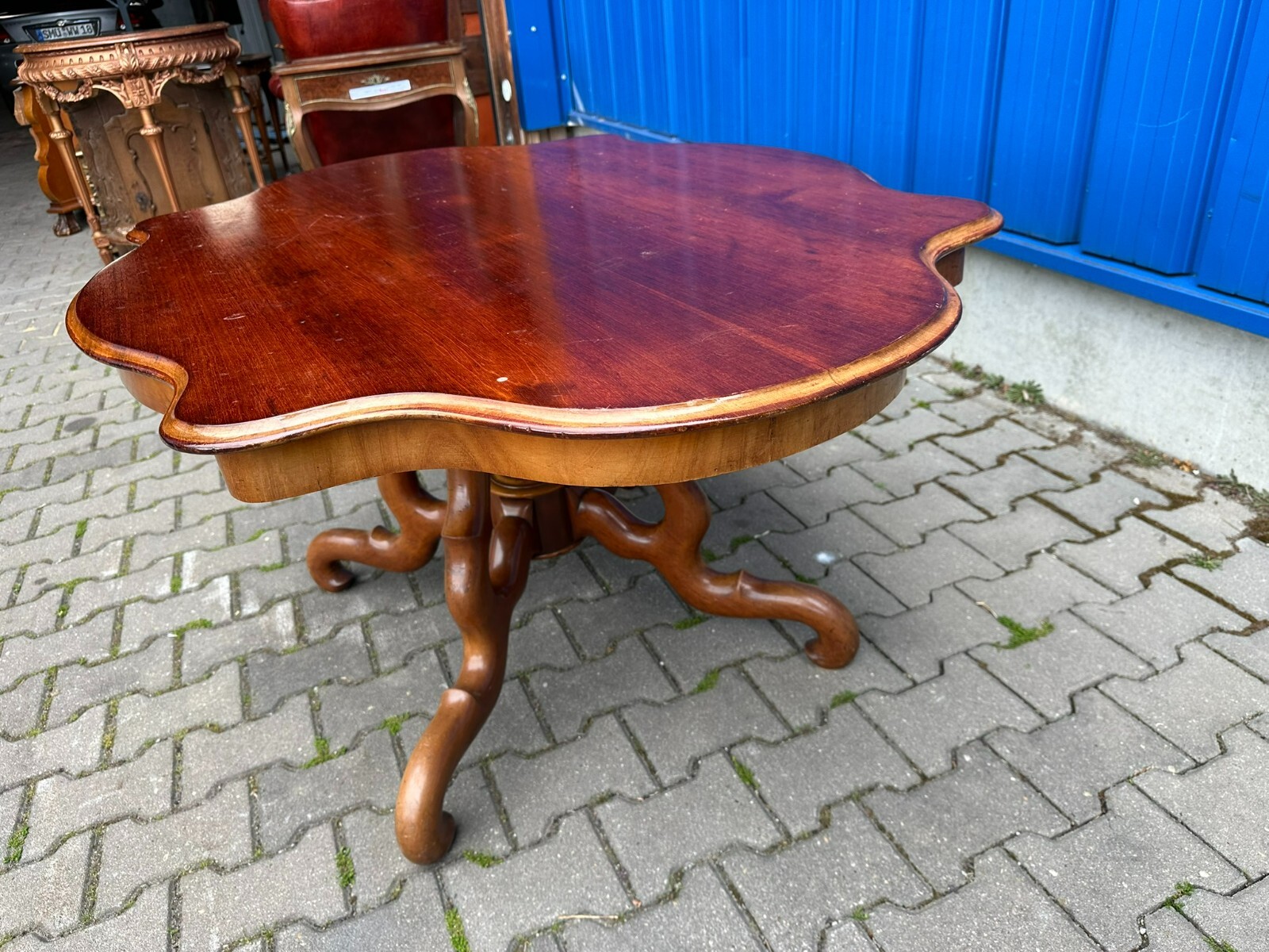 ANTIKER TISCH BEISTELLTISCH LOUIS PHILIPPE UM 1860 MAHAGONI SPINNENKOPF FUSS – Bild 13