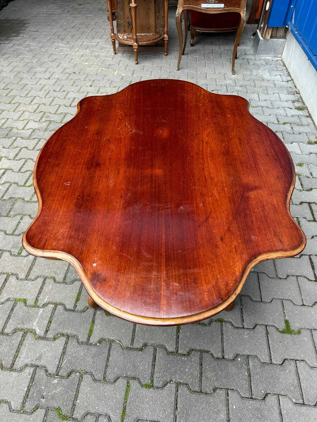 ANTIKER TISCH BEISTELLTISCH LOUIS PHILIPPE UM 1860 MAHAGONI SPINNENKOPF FUSS – Bild 8