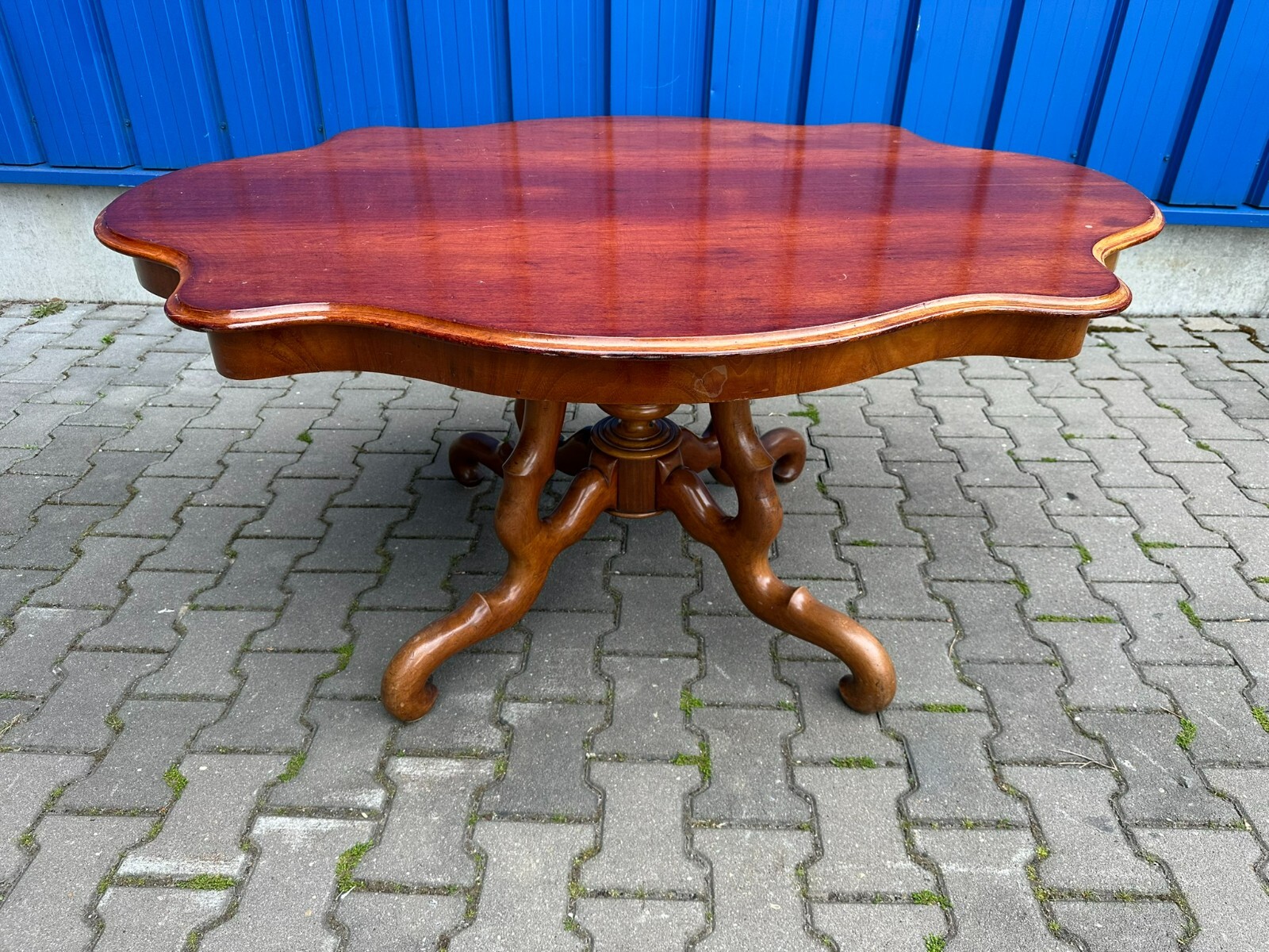 ANTIKER TISCH BEISTELLTISCH LOUIS PHILIPPE UM 1860 MAHAGONI SPINNENKOPF FUSS