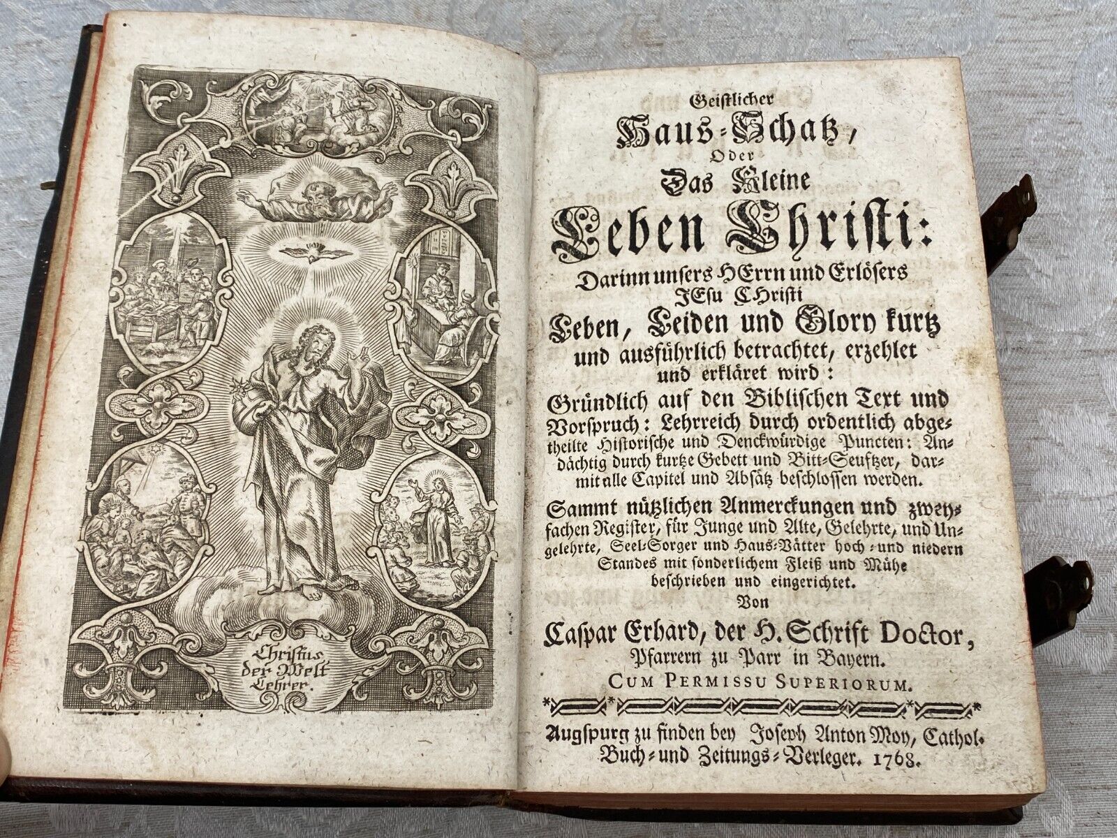 Antikes Buch von 1768, Caspari Erhards Geistlicher Haus Schatz, auf Deutsch