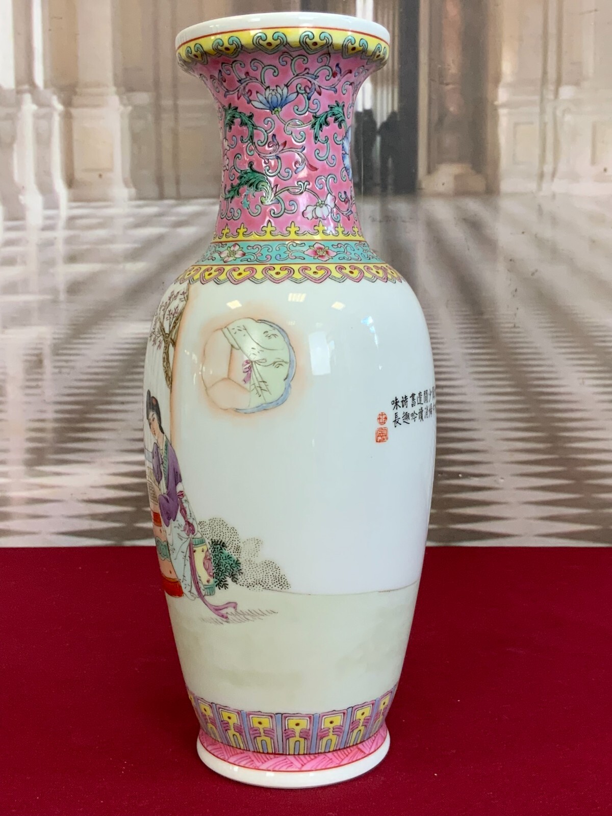 CHINA PORZELLAN VASE FAMILLE ROSE PERSONEN DEKOR 32cm SEHR GUTER ZUSTAND – Bild 3