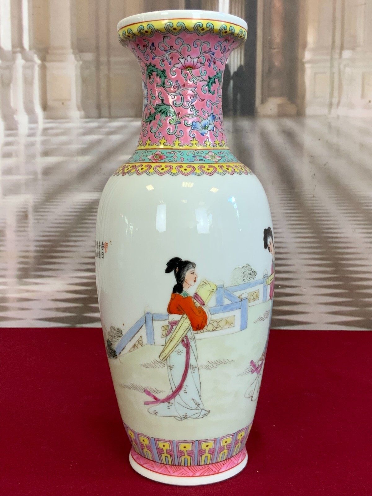 CHINA PORZELLAN VASE FAMILLE ROSE PERSONEN DEKOR 32cm SEHR GUTER ZUSTAND – Bild 5