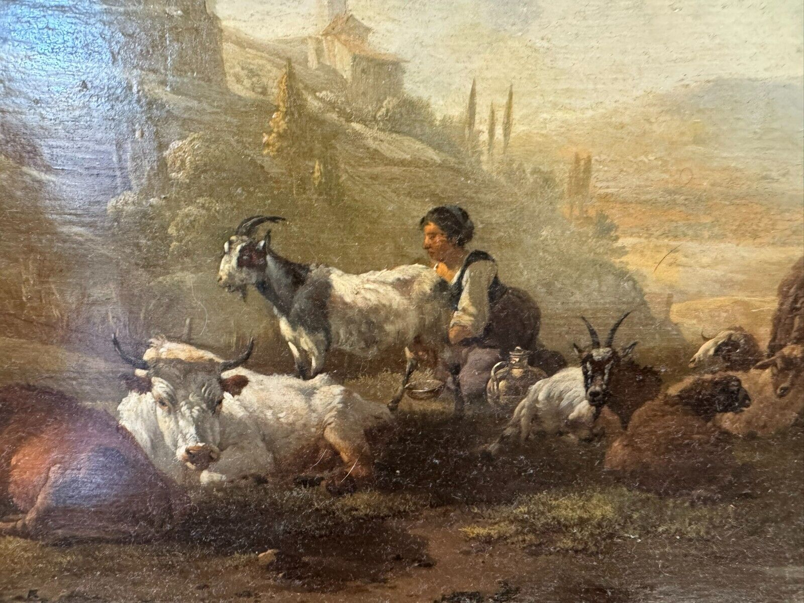 Willem ROMEYN (c.1624-1694) ZUGESCHRIEBEN ÖLGEMÄLDE PERSONEN MIT VIEH VOR RUINEN