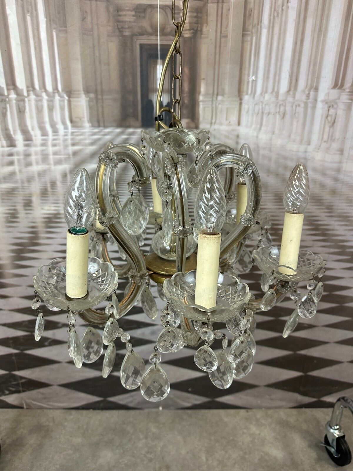 DECKENLEUCHTER AUS GLAS MIT BEHANG DECKENLAMPE PRUNKLEUCHTER KRONLEUCHTER – Bild 4