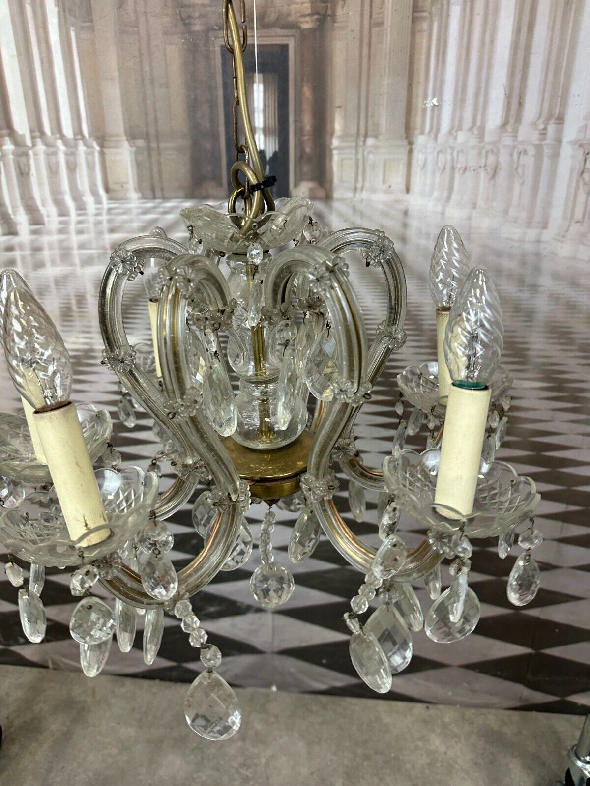 DECKENLEUCHTER AUS GLAS MIT BEHANG DECKENLAMPE PRUNKLEUCHTER KRONLEUCHTER – Bild 7