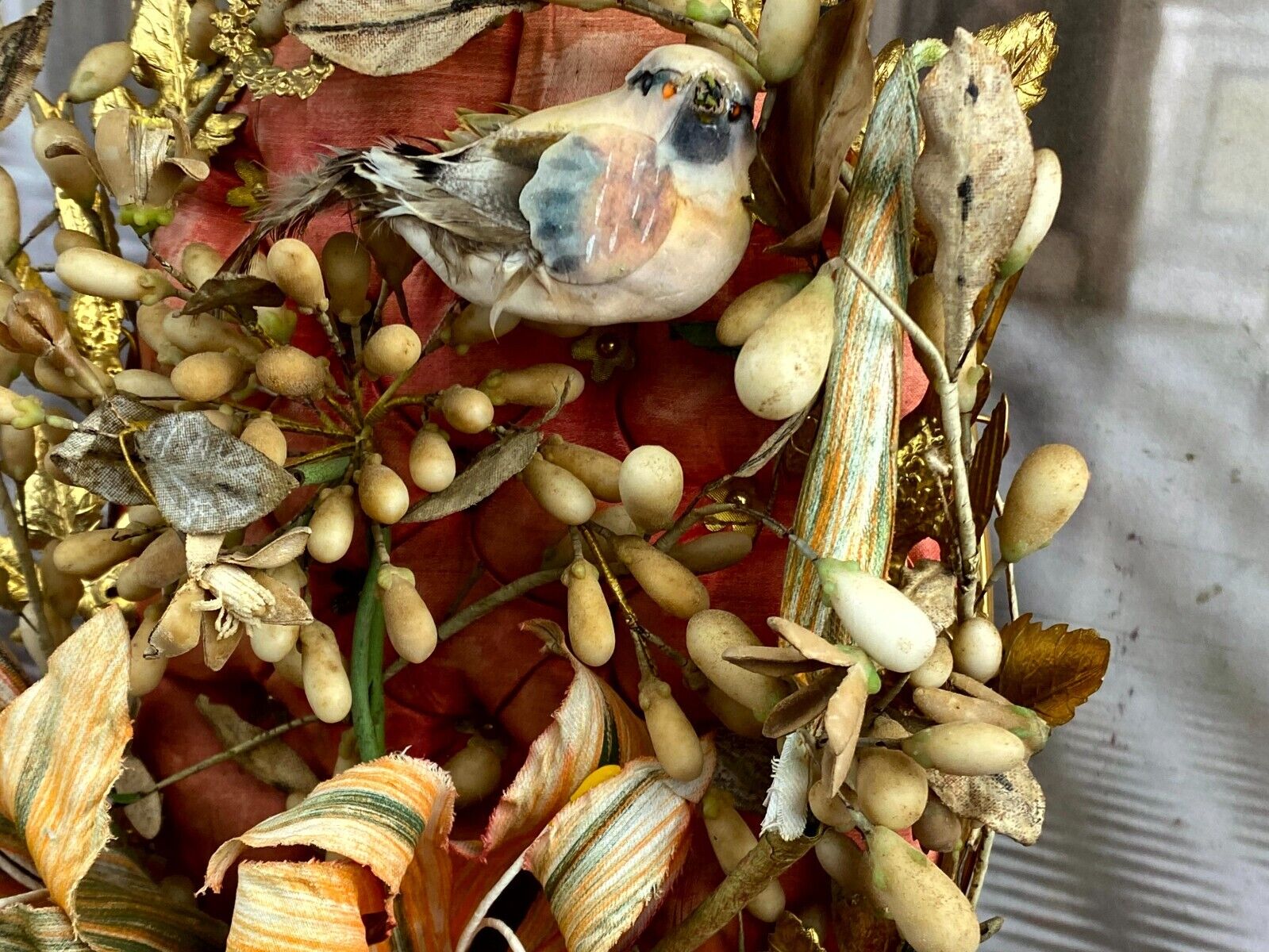 GLOBE DE MARIEE HOCHZEIT ANDENKEN FRANKREICH NAPOLEON III MAUS BLUMEN VOGEL 43cm – Bild 14