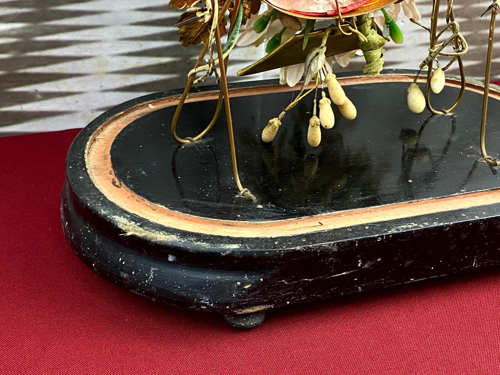 GLOBE DE MARIEE HOCHZEIT ANDENKEN FRANKREICH NAPOLEON III MAUS BLUMEN VOGEL 43cm – Bild 15