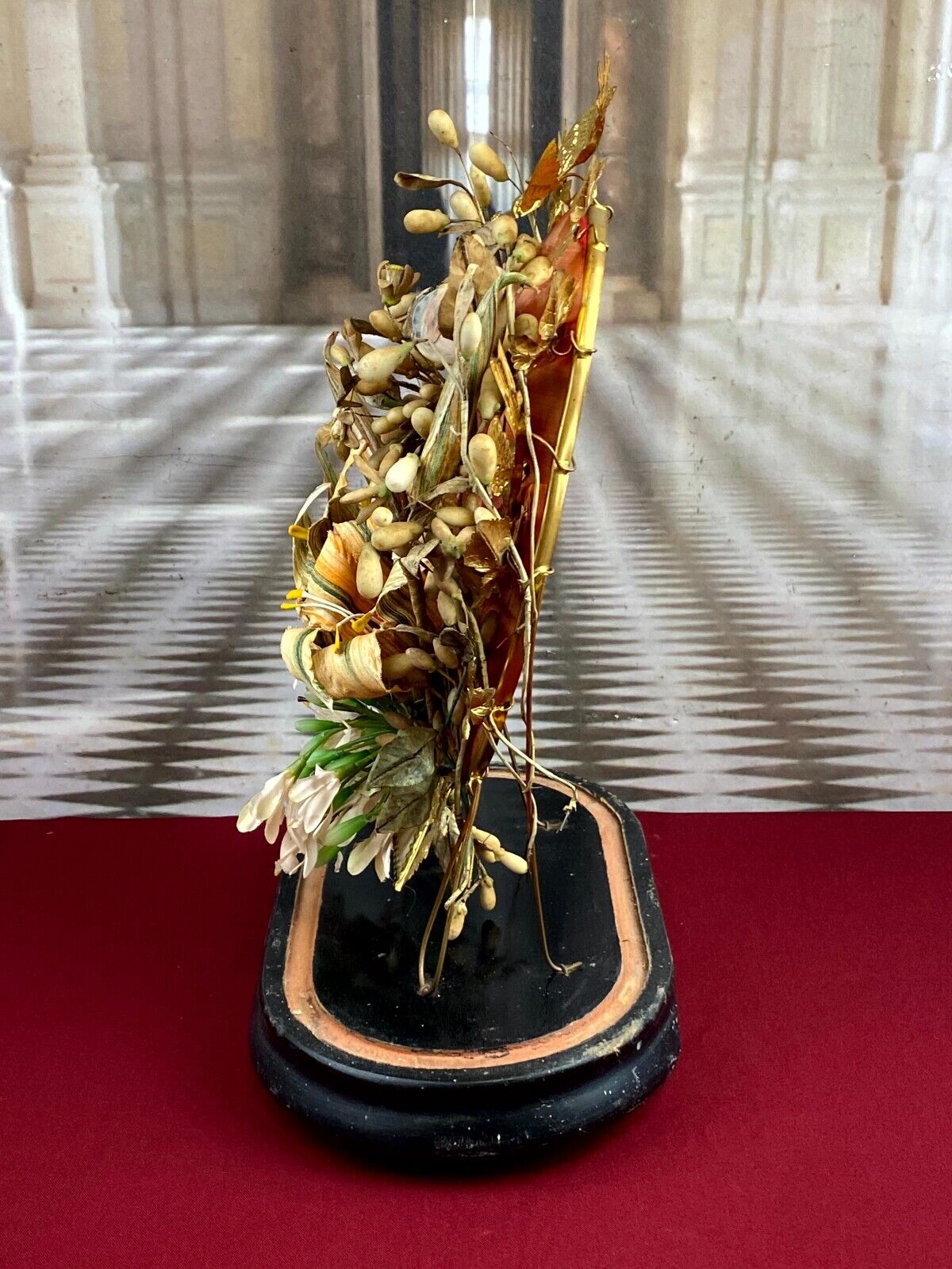 GLOBE DE MARIEE HOCHZEIT ANDENKEN FRANKREICH NAPOLEON III MAUS BLUMEN VOGEL 43cm – Bild 4